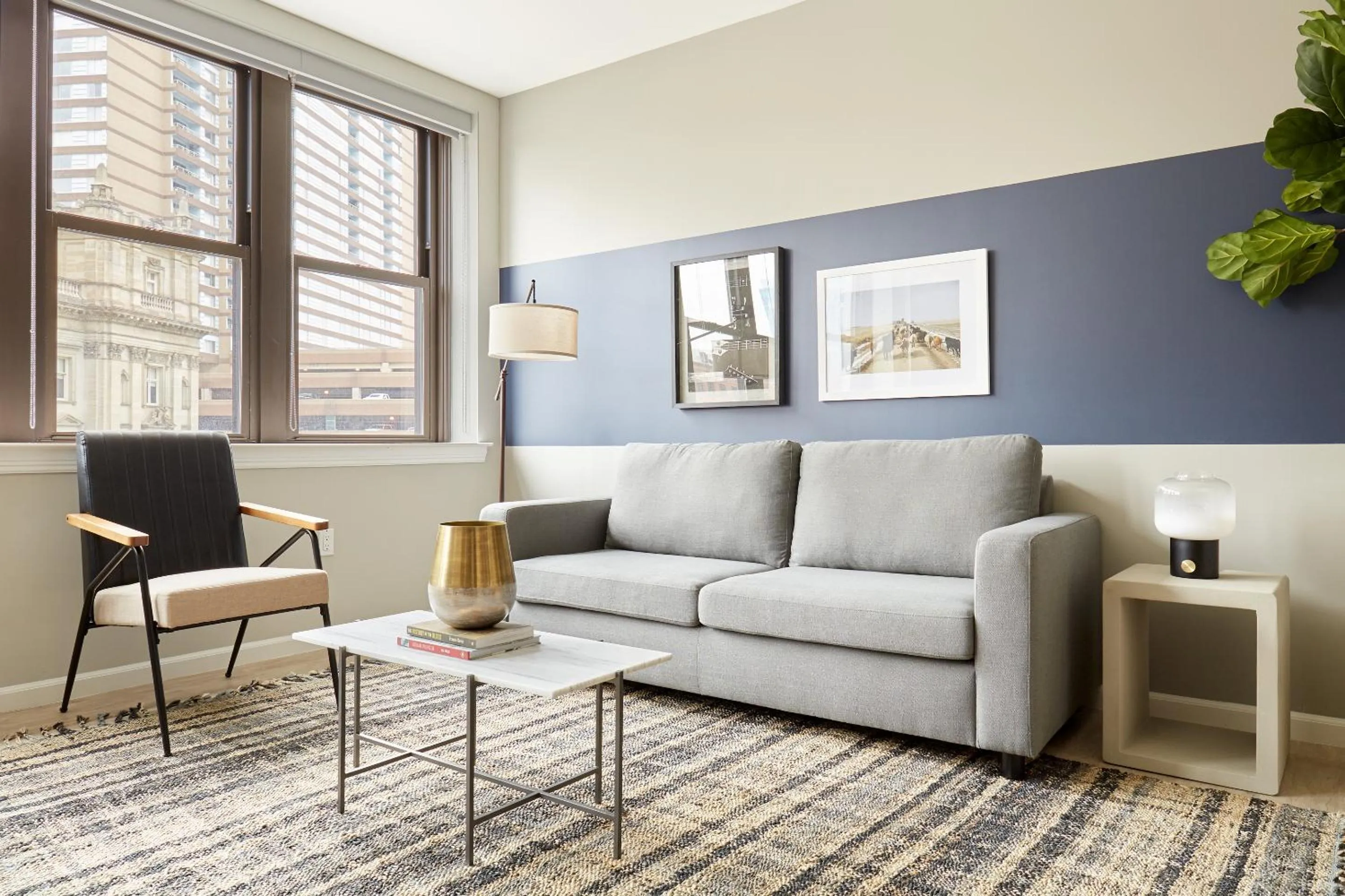 Living room in Kasa Cadillac Square Detroit