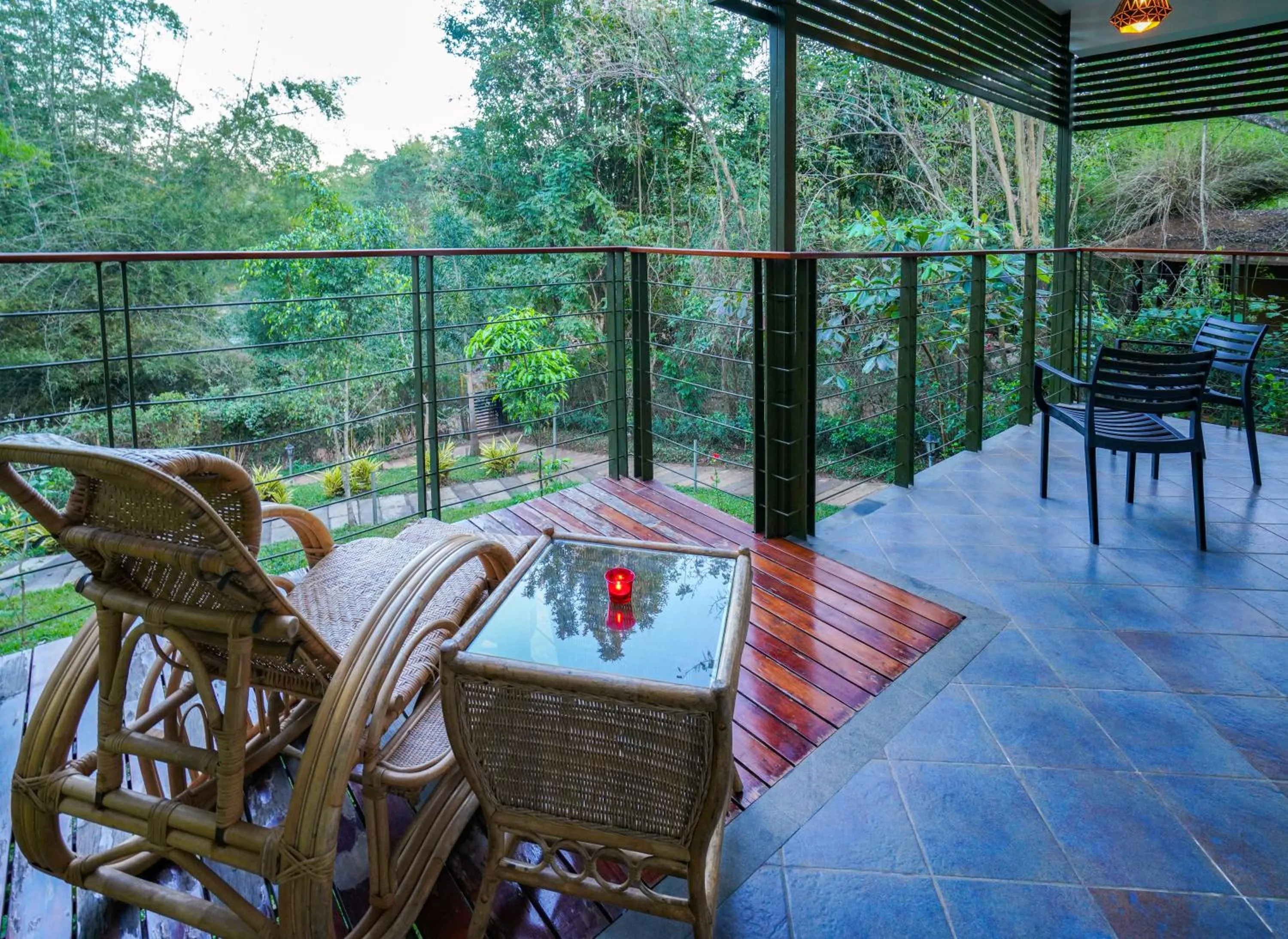 Balcony/Terrace in Kuruva Island Resort And Spa - By KABINI BREEZE