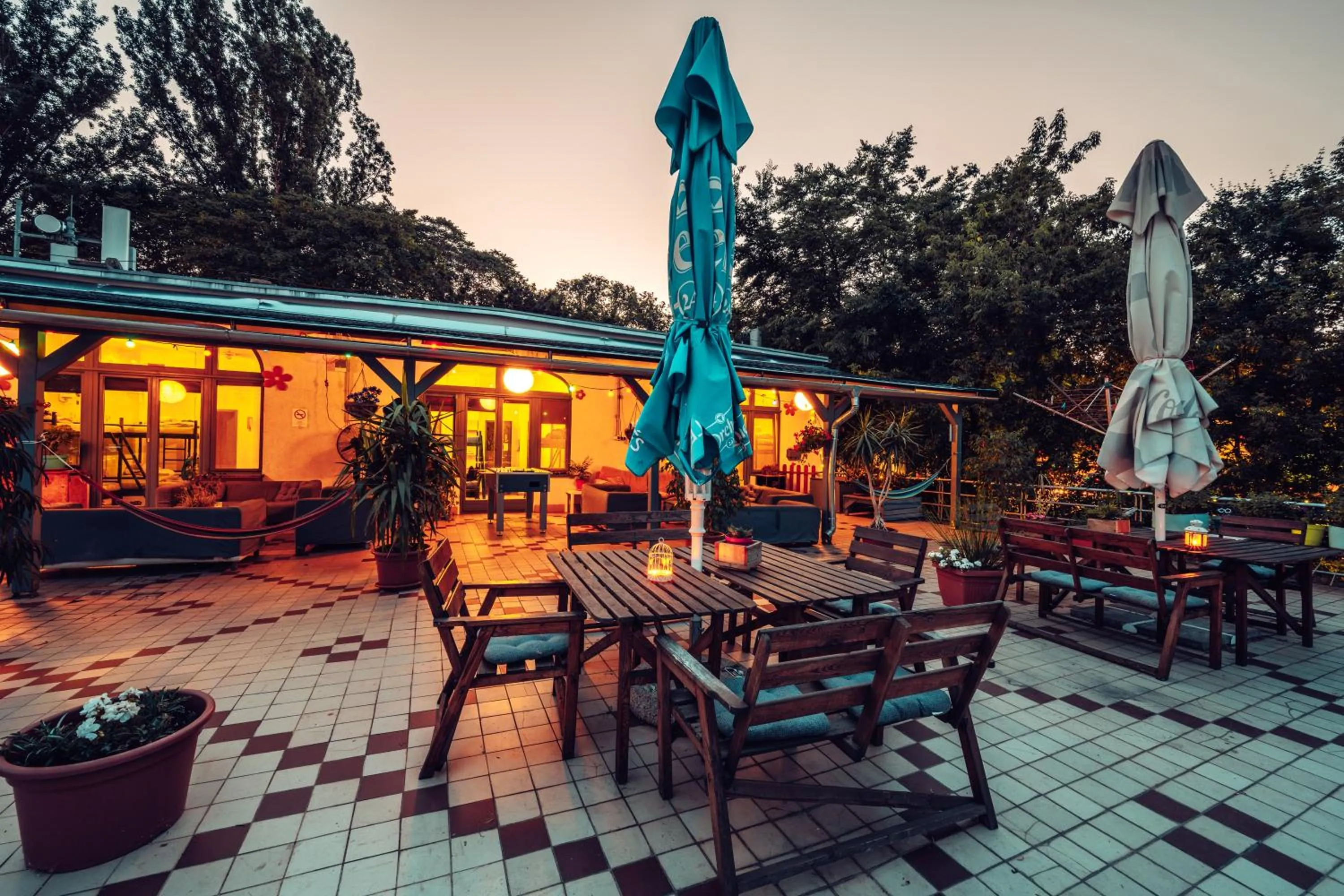 Patio in Island Hostel Budapest