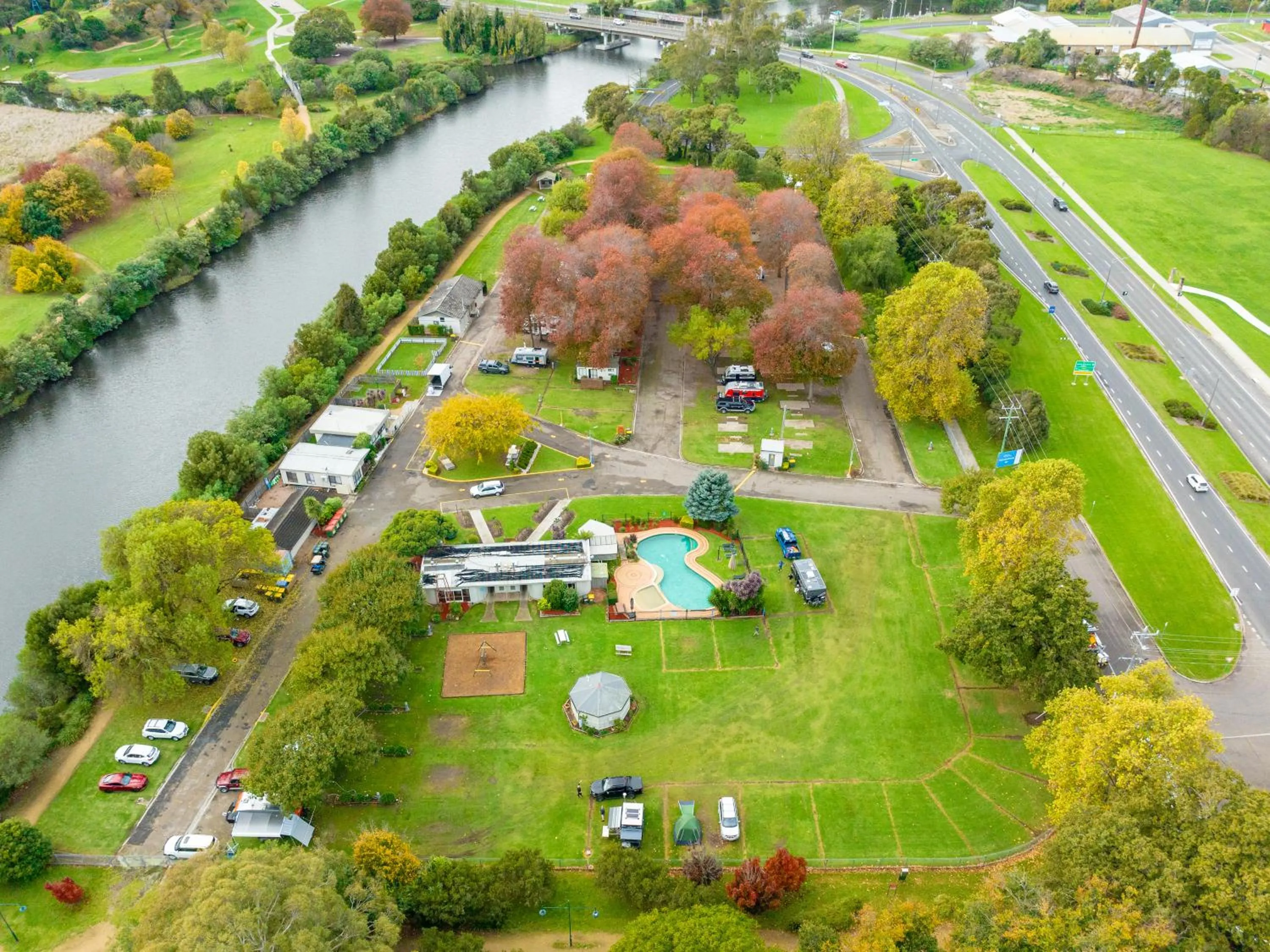 Bird's eye view in NRMA Bairnsdale Riverside Holiday Park