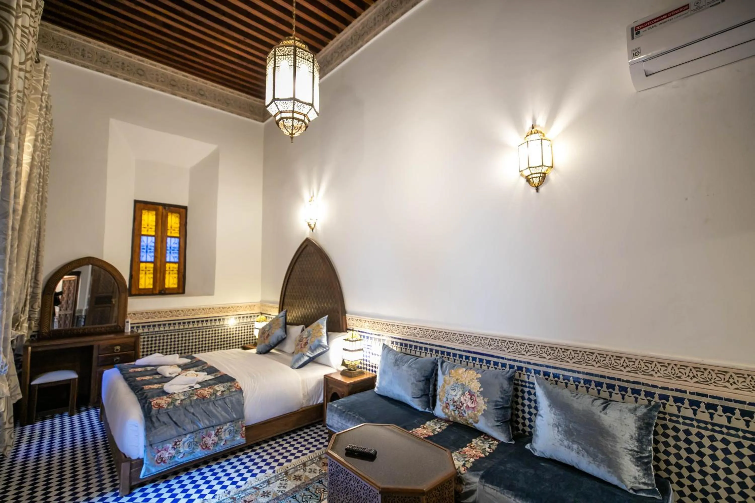 Seating area, Bed in Riad Sidrat Fes