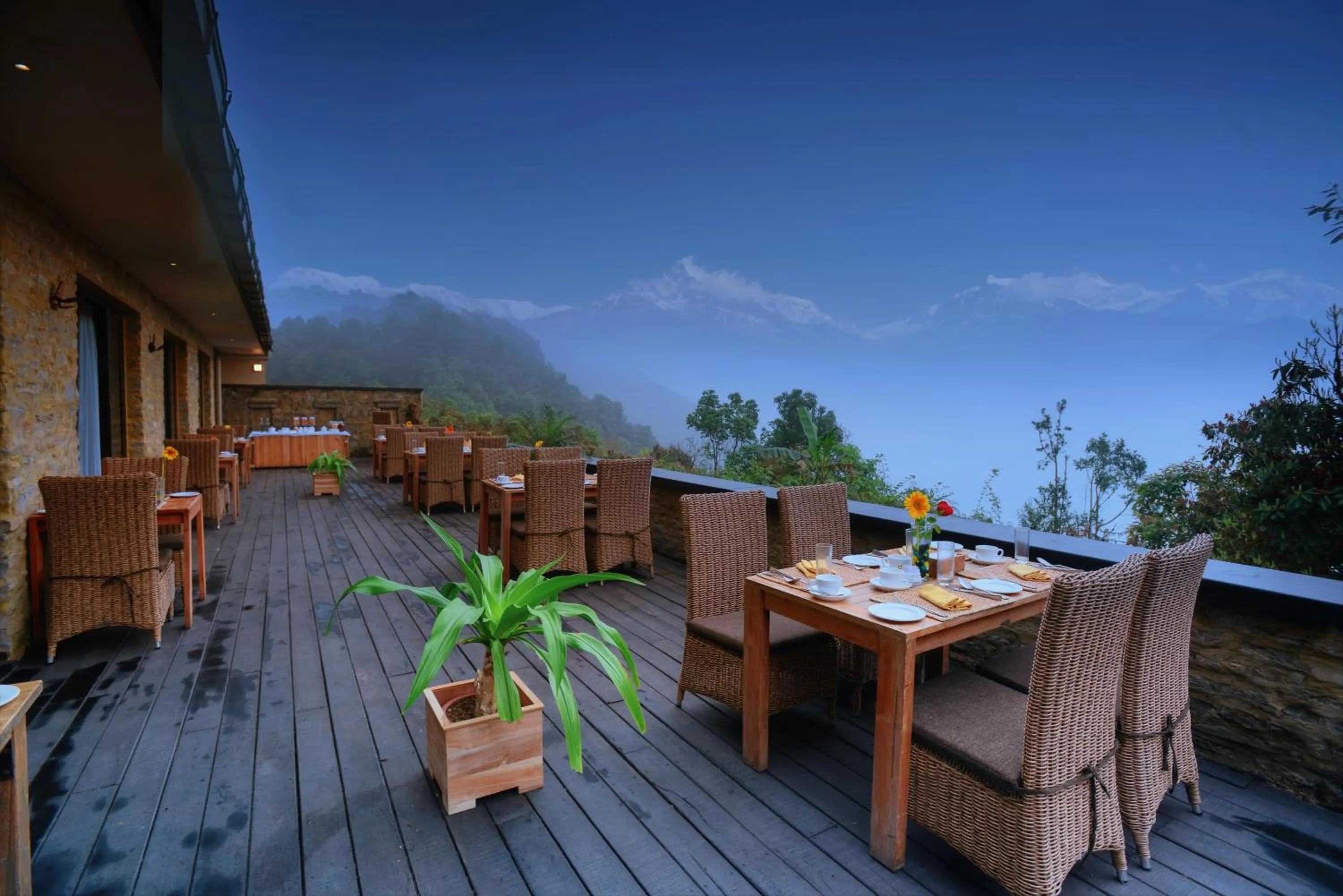 Dining area in Sarangkot Mountain Lodge