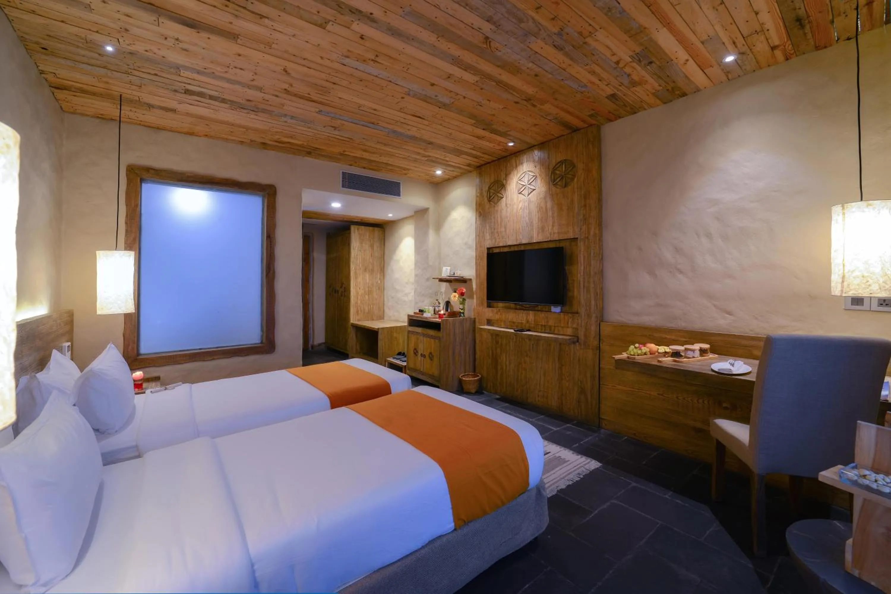 Bed in Sarangkot Mountain Lodge