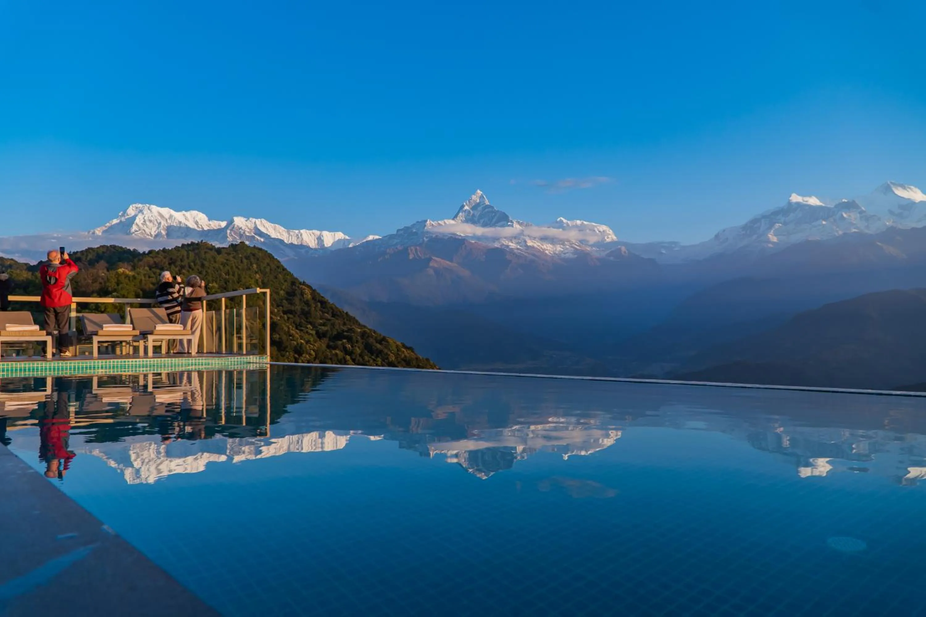 Pool view in Sarangkot Mountain Lodge