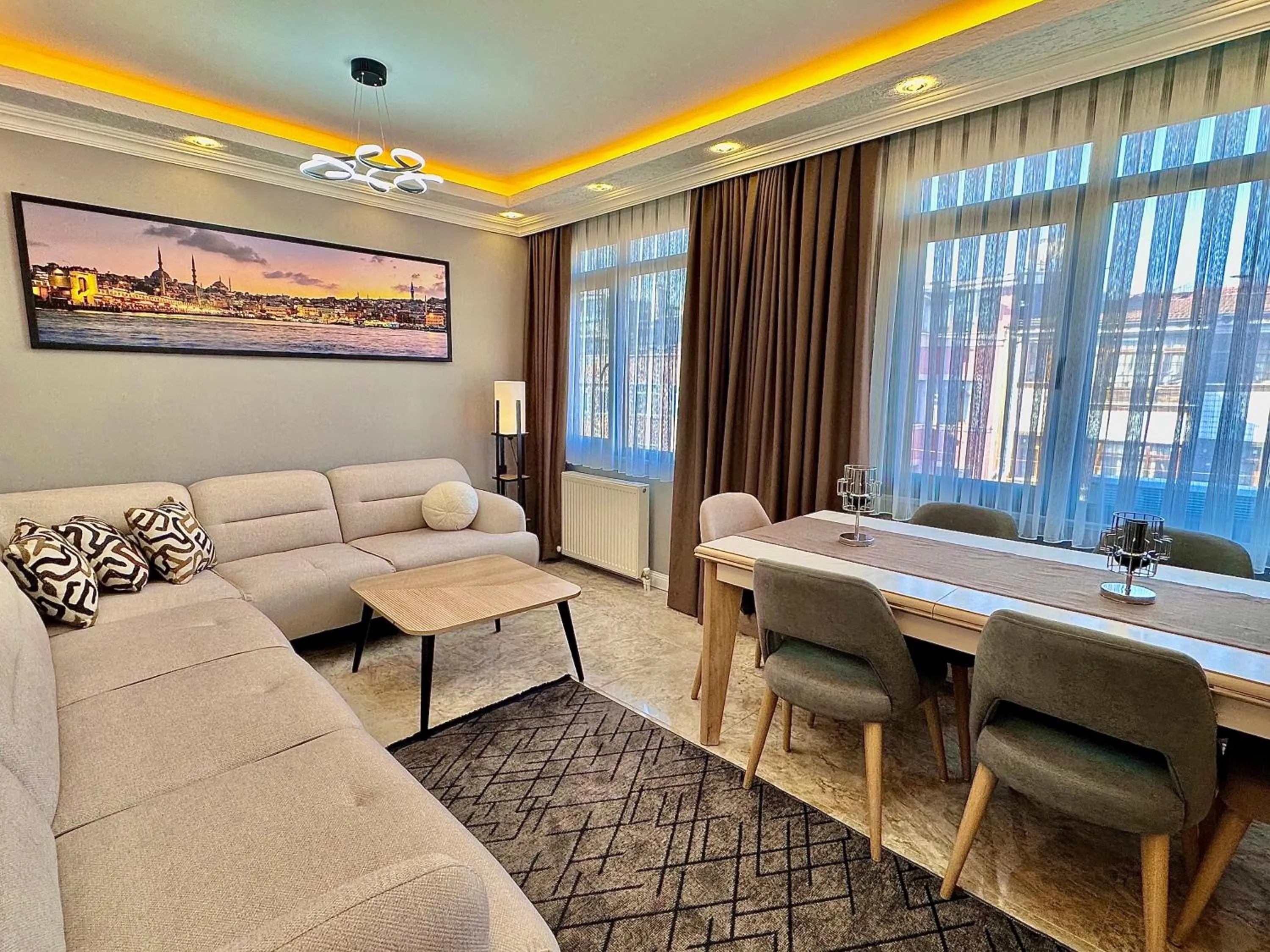 Seating area in Stone Suites