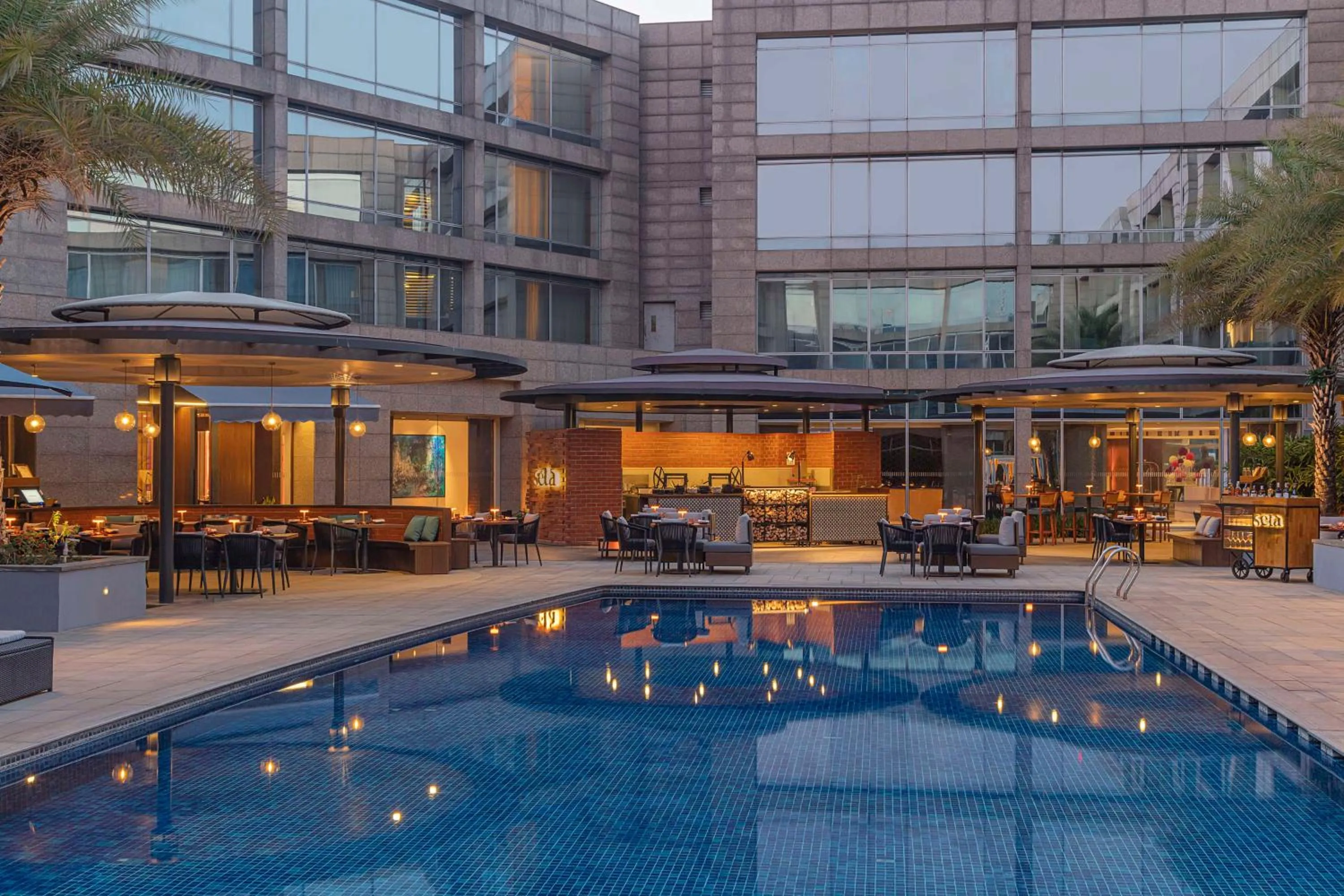 Pool view in Hilton Bangalore Embassy GolfLinks