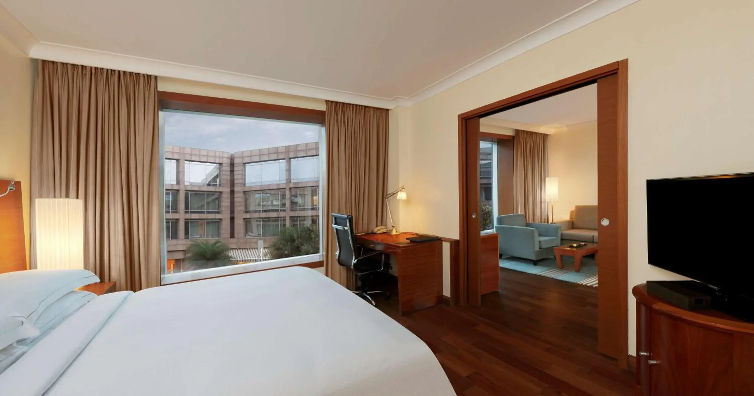 View (from property/room), Bed in Hilton Bangalore Embassy GolfLinks View (from property/room), Bed in Hilton Bangalore Embassy GolfLinks