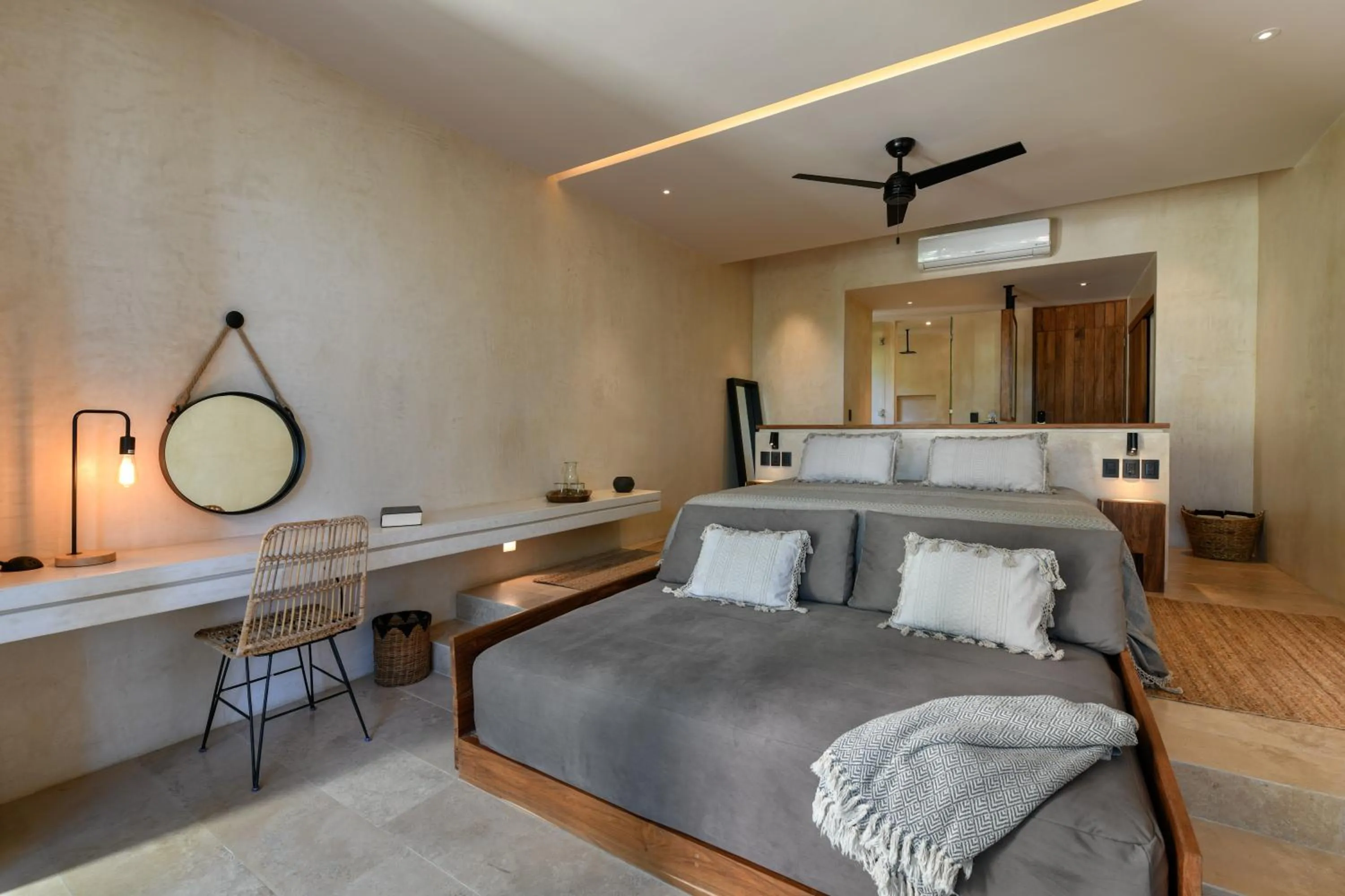 Bed in Casa Agape Hotel Tulum with Beach Club Access