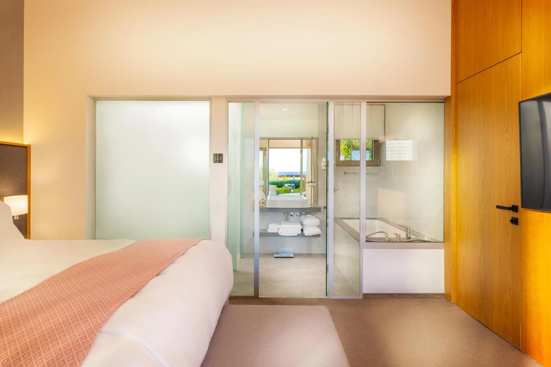 Bathroom, Bed in Mount Athos Resort