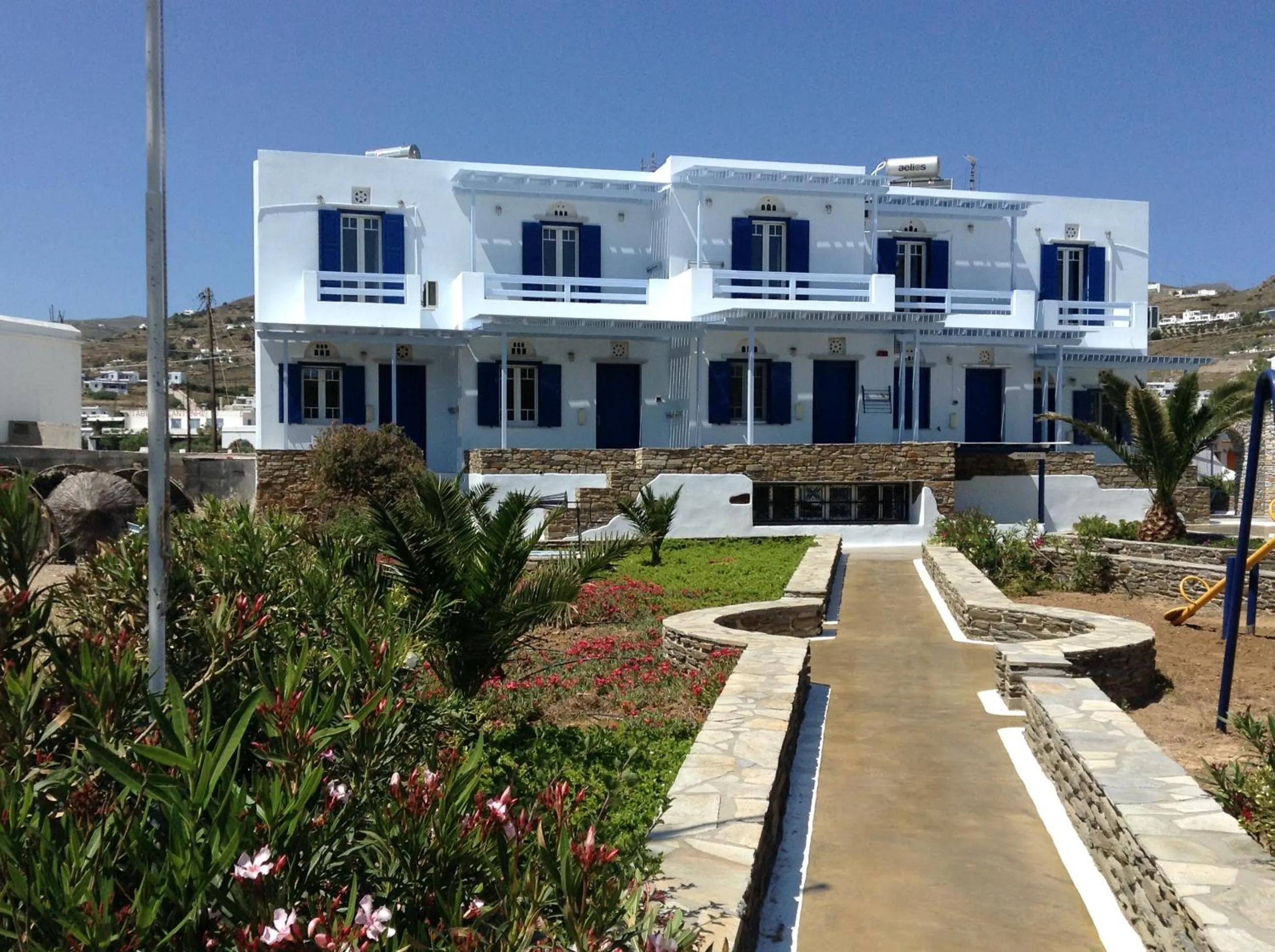 Facade/entrance in Nostos Beachfront Apartments & Studios