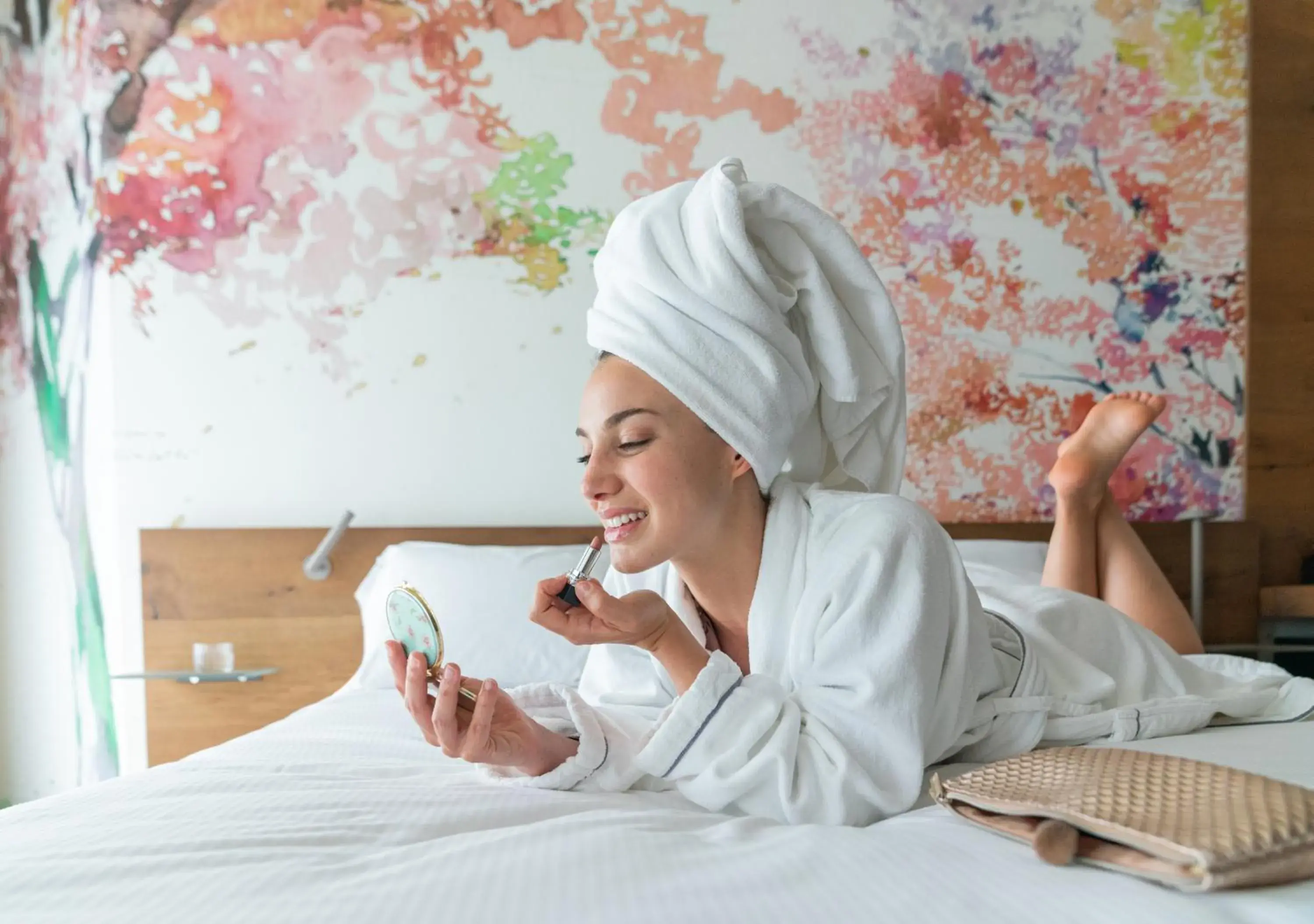 Bed in QC Room San Pellegrino Bed in QC Room San Pellegrino