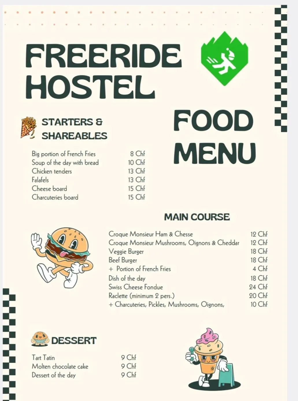 Restaurant/places to eat in Freeride Hostel