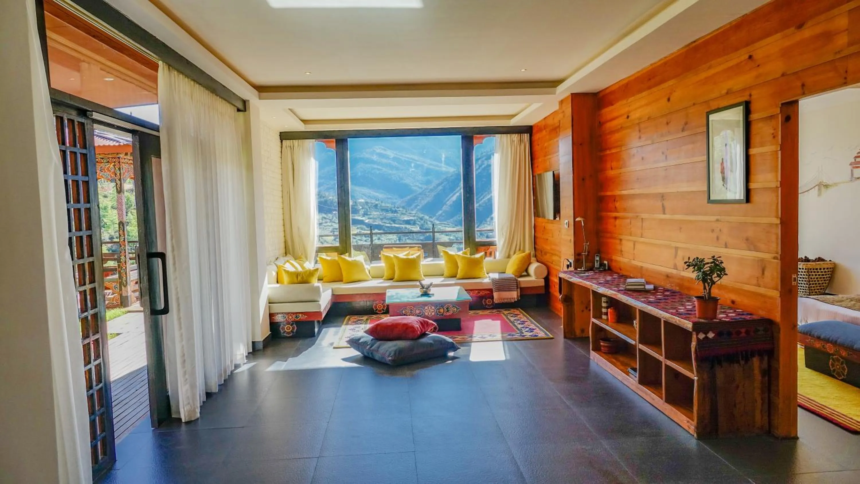 Living room, Bed in The Postcard Dewa, Thimphu, Bhutan