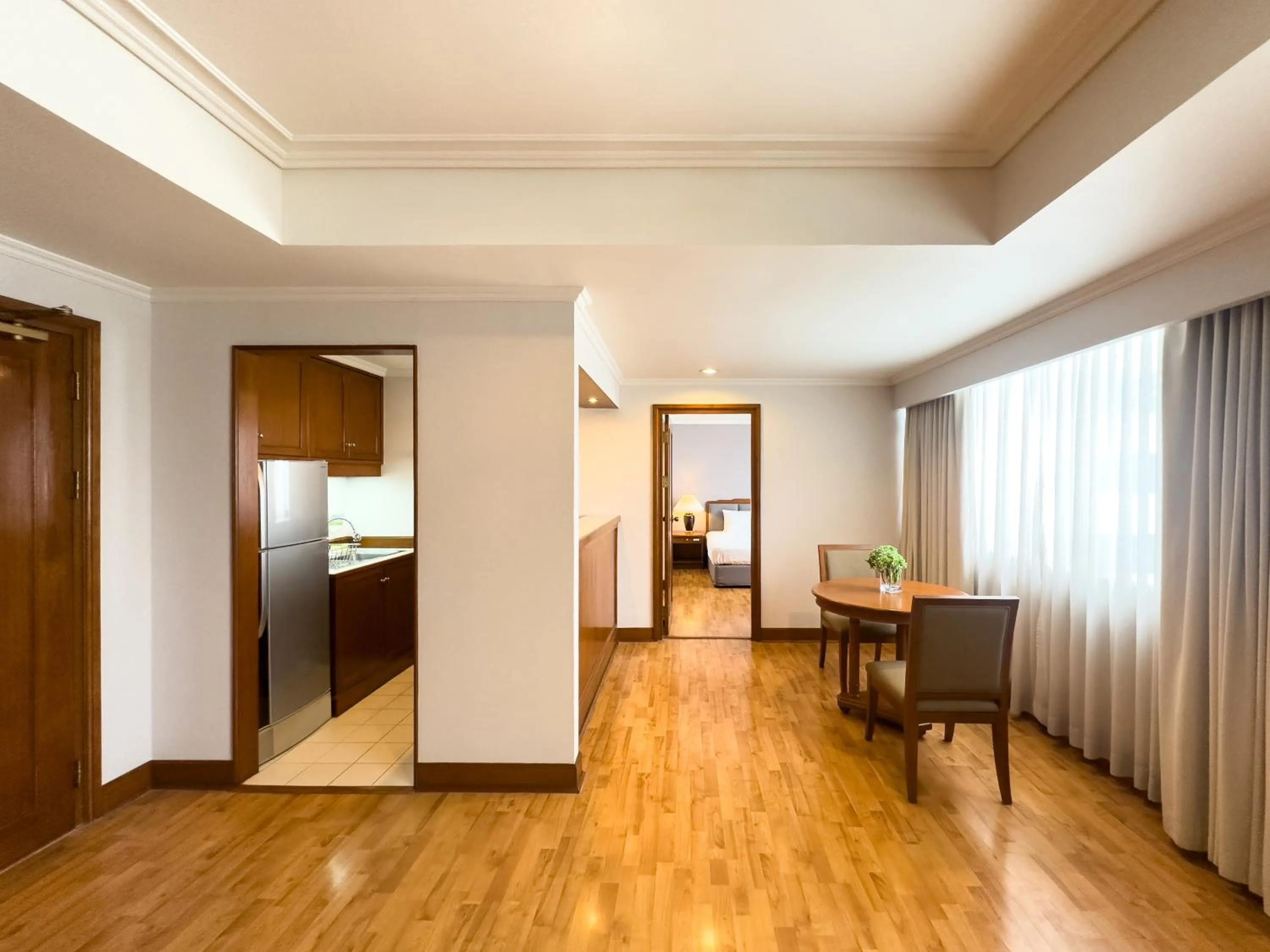 Living room, Bed in Rembrandt Residences Bangkok