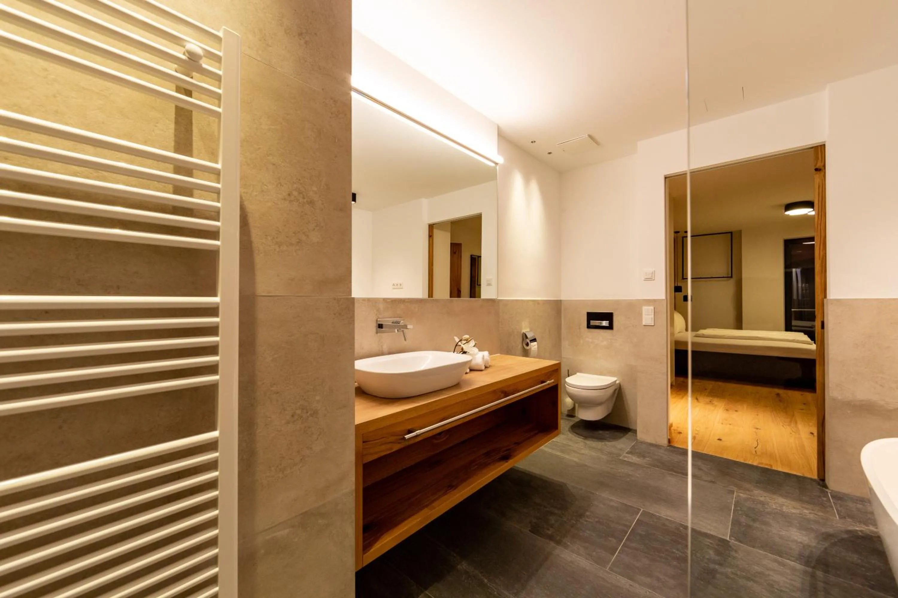 Bathroom, Bed in LUVA Resorts Kappl - Chalet K