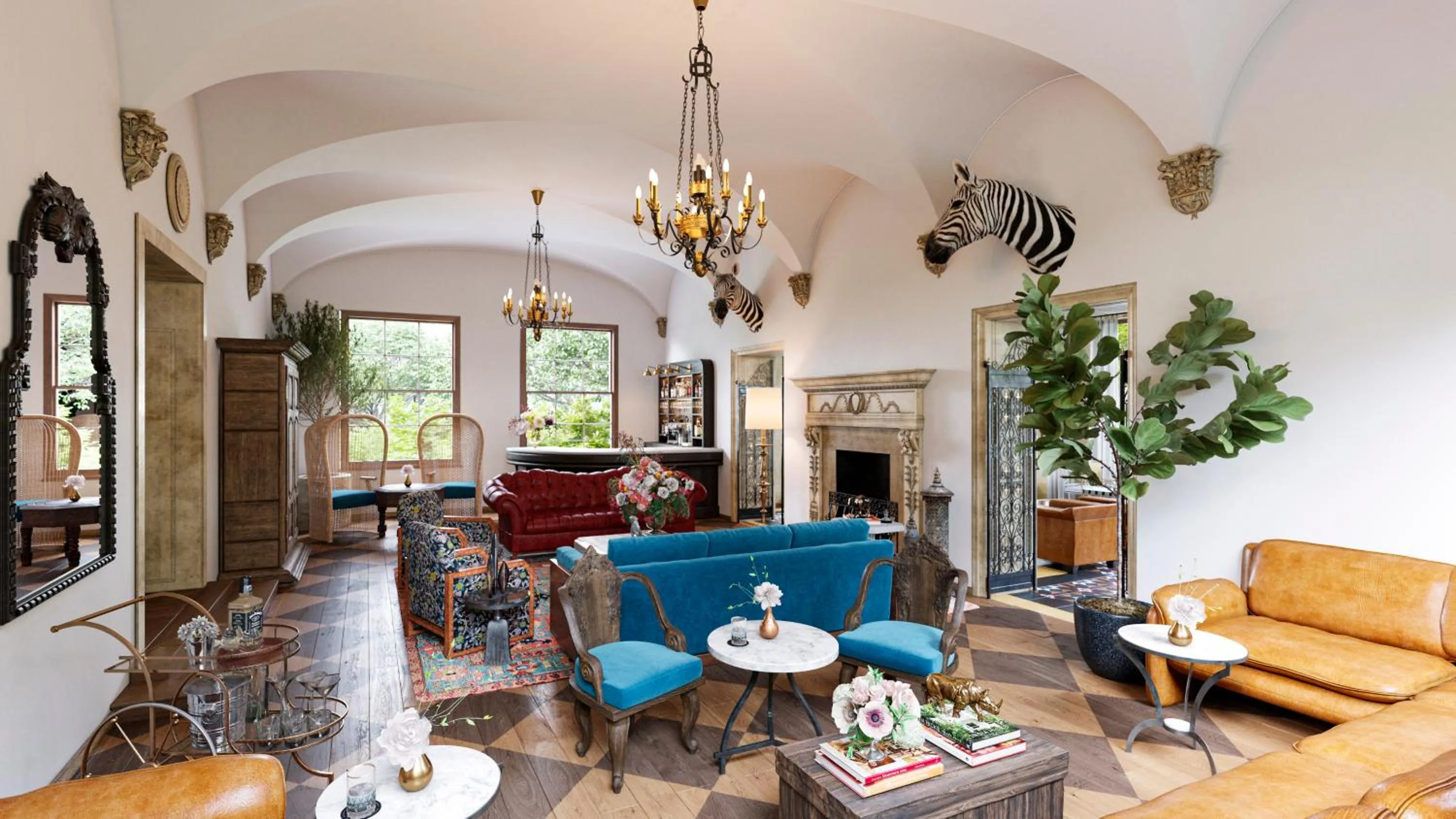 Living room in Commodore Perry Estate, Auberge Collection