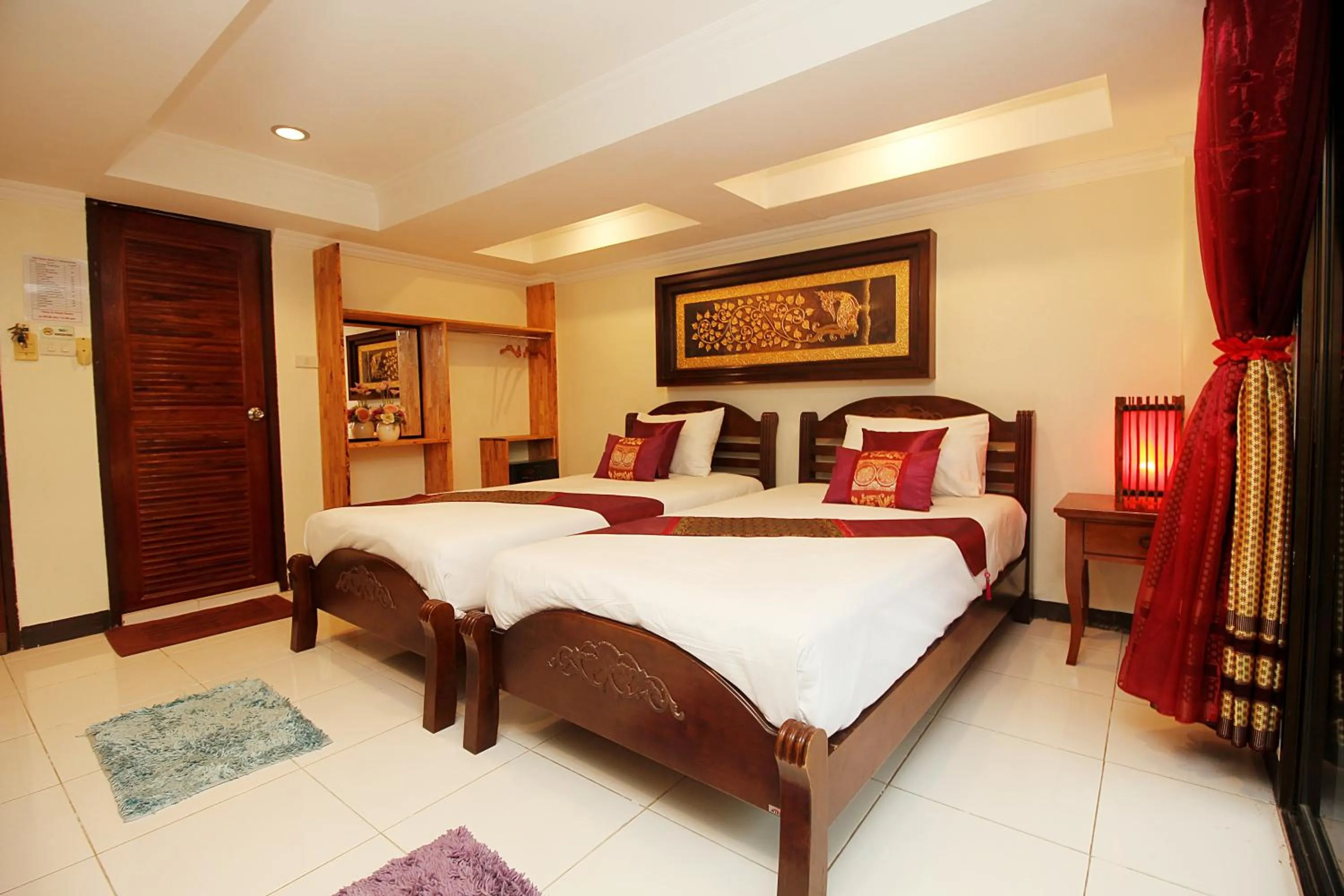 Bedroom, Bed in Sky Silk Decoration House