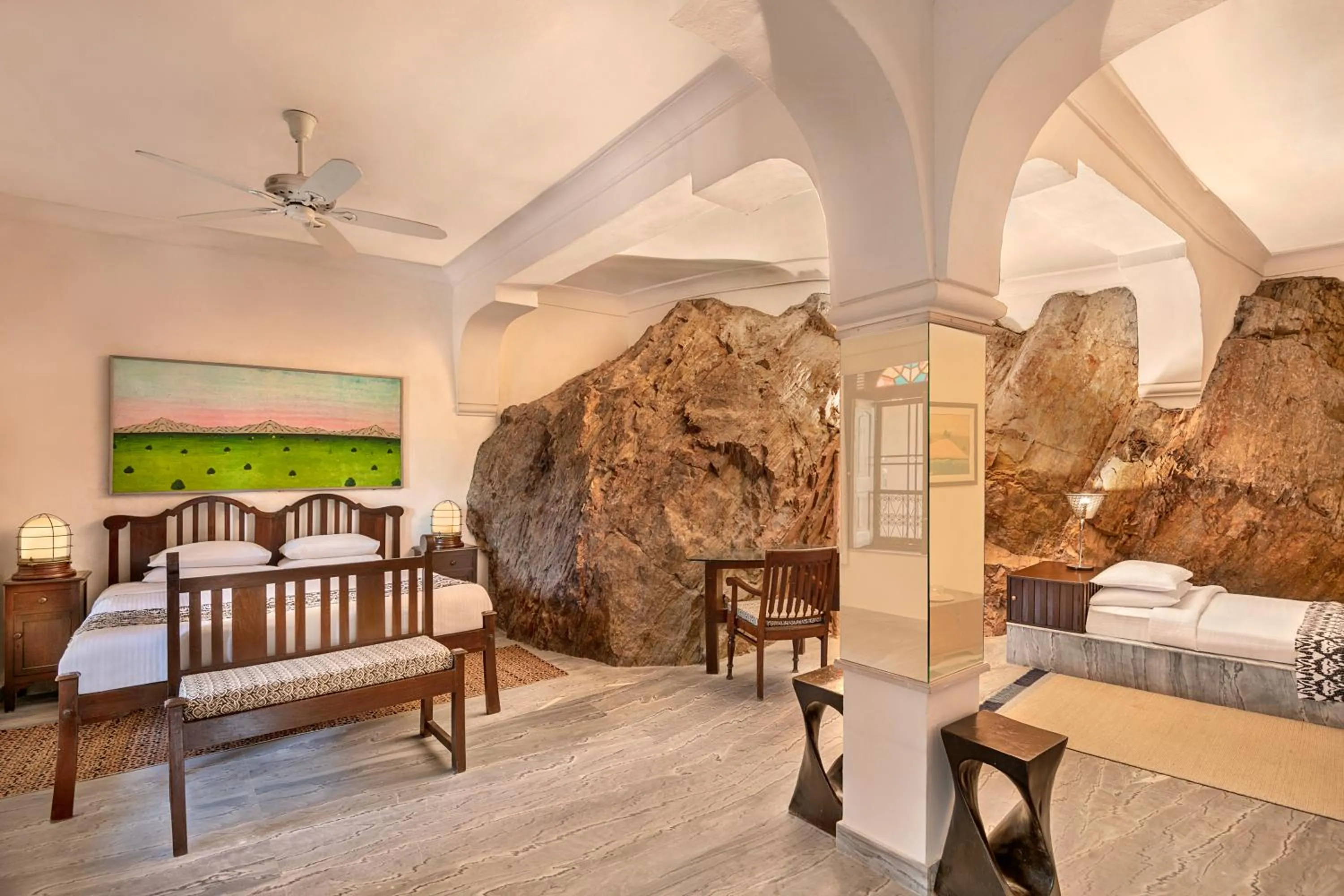 Bed in Neemrana Fort-Palace