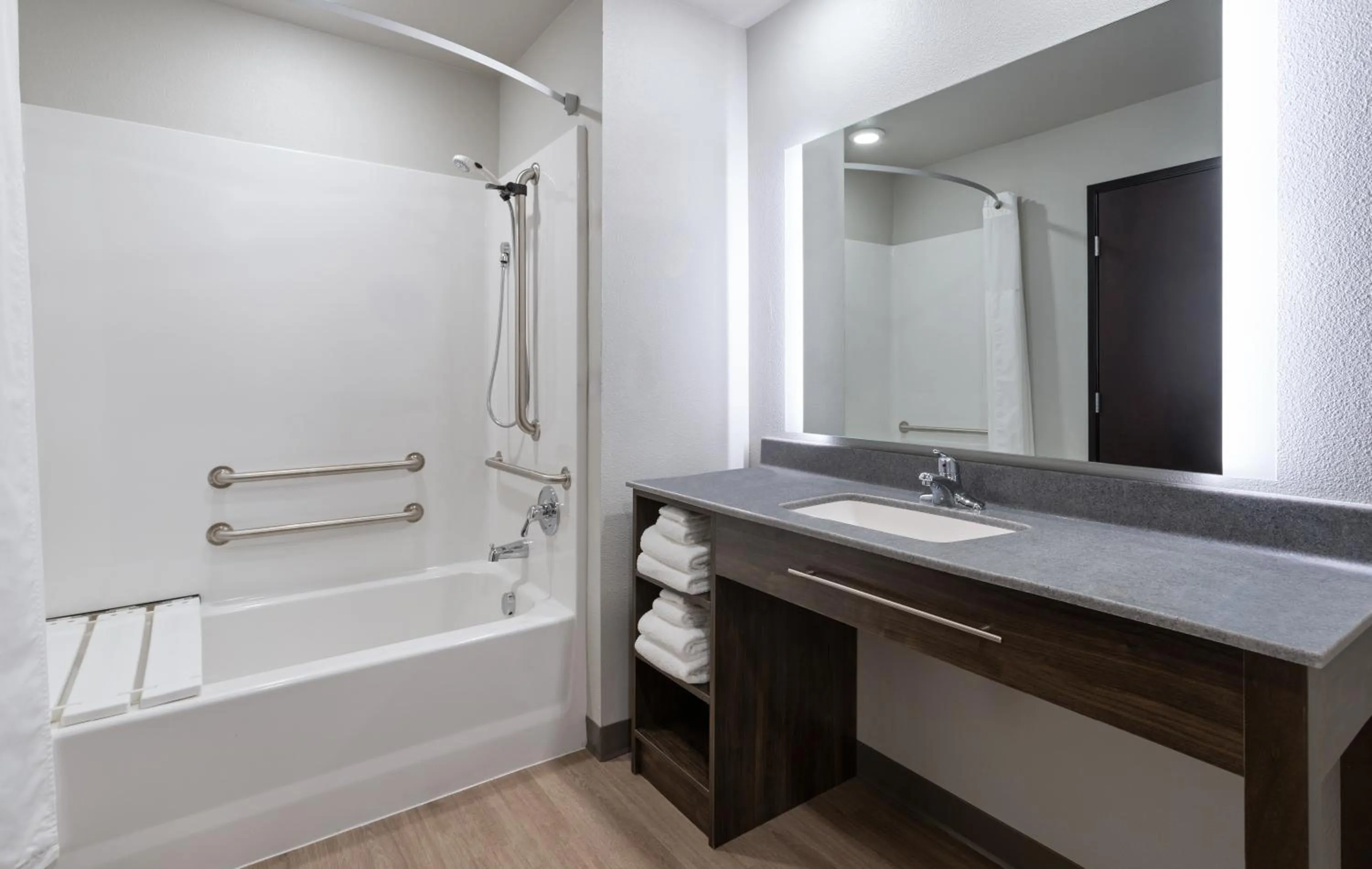 Bathroom in My Place Hotel-Shakopee, MN