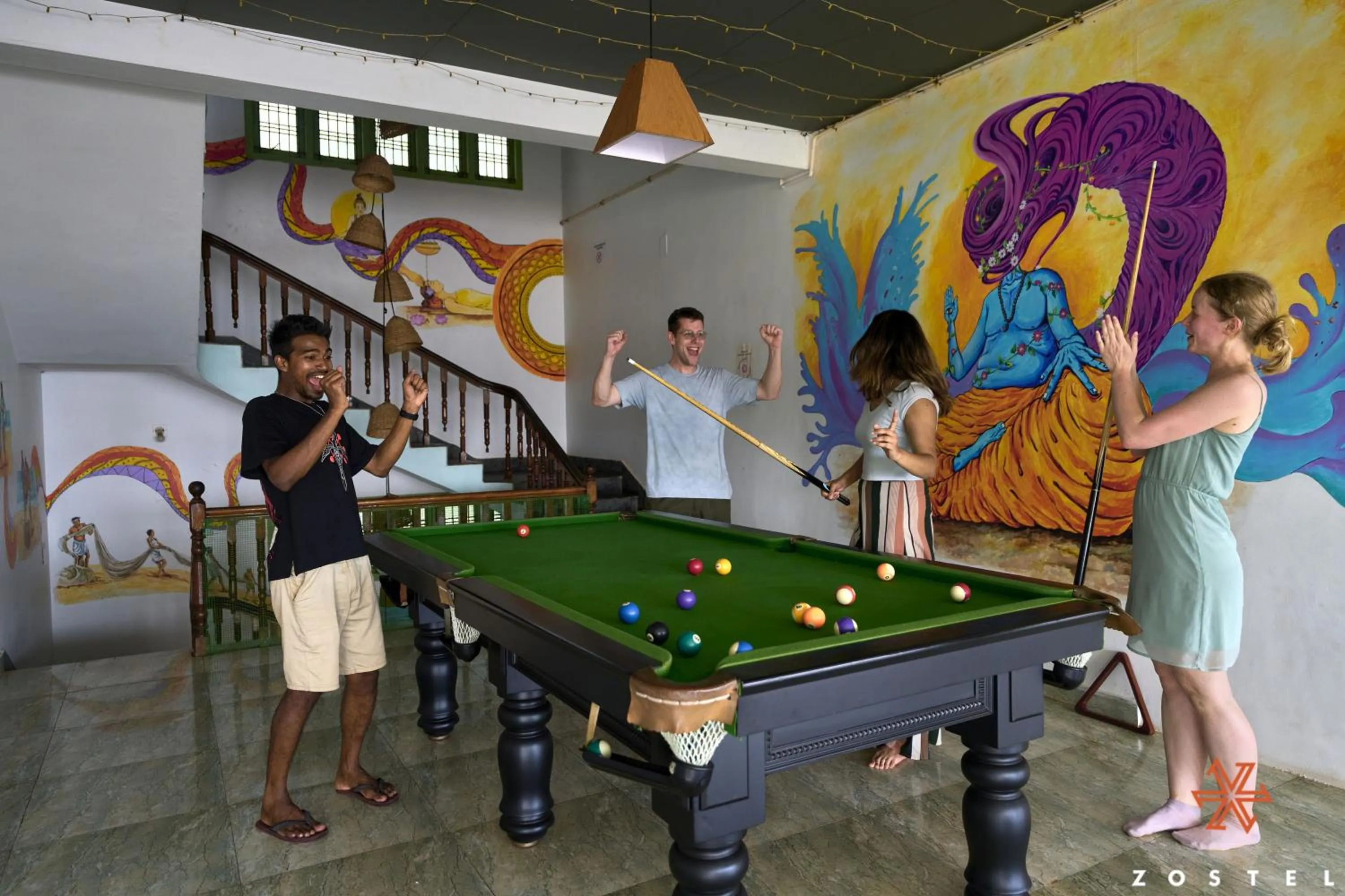 Communal lounge/ TV room in Zostel Varkala