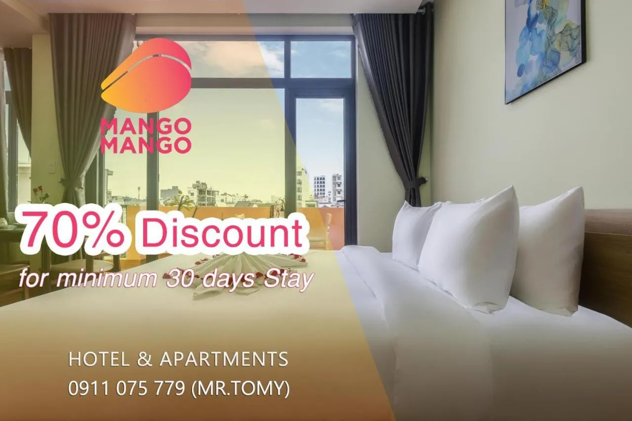 Property logo or sign, Bed in MANGO MANGO HOTEL & APARTMENT