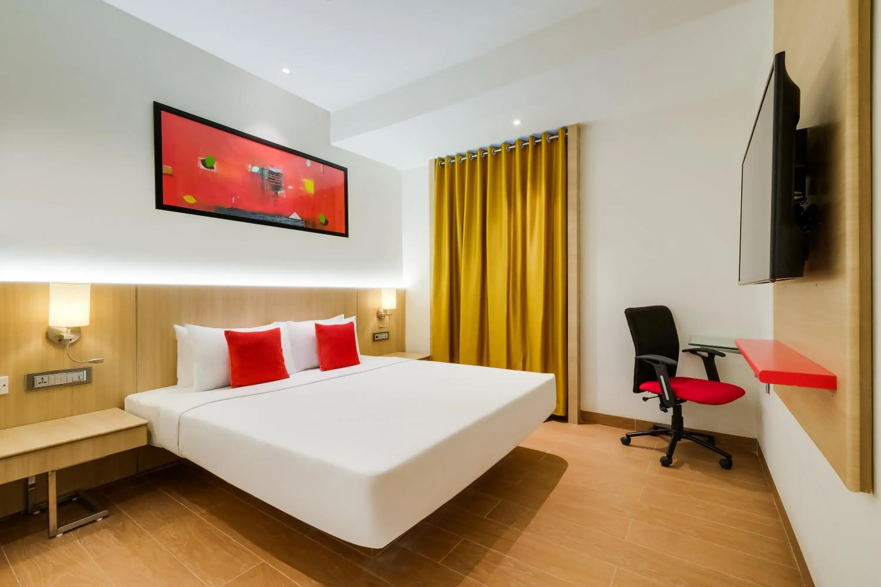 Bedroom, Bed in Red Fox by Lemon Tree Hotels, Vijayawada Bedroom, Bed in Red Fox by Lemon Tree Hotels, Vijayawada