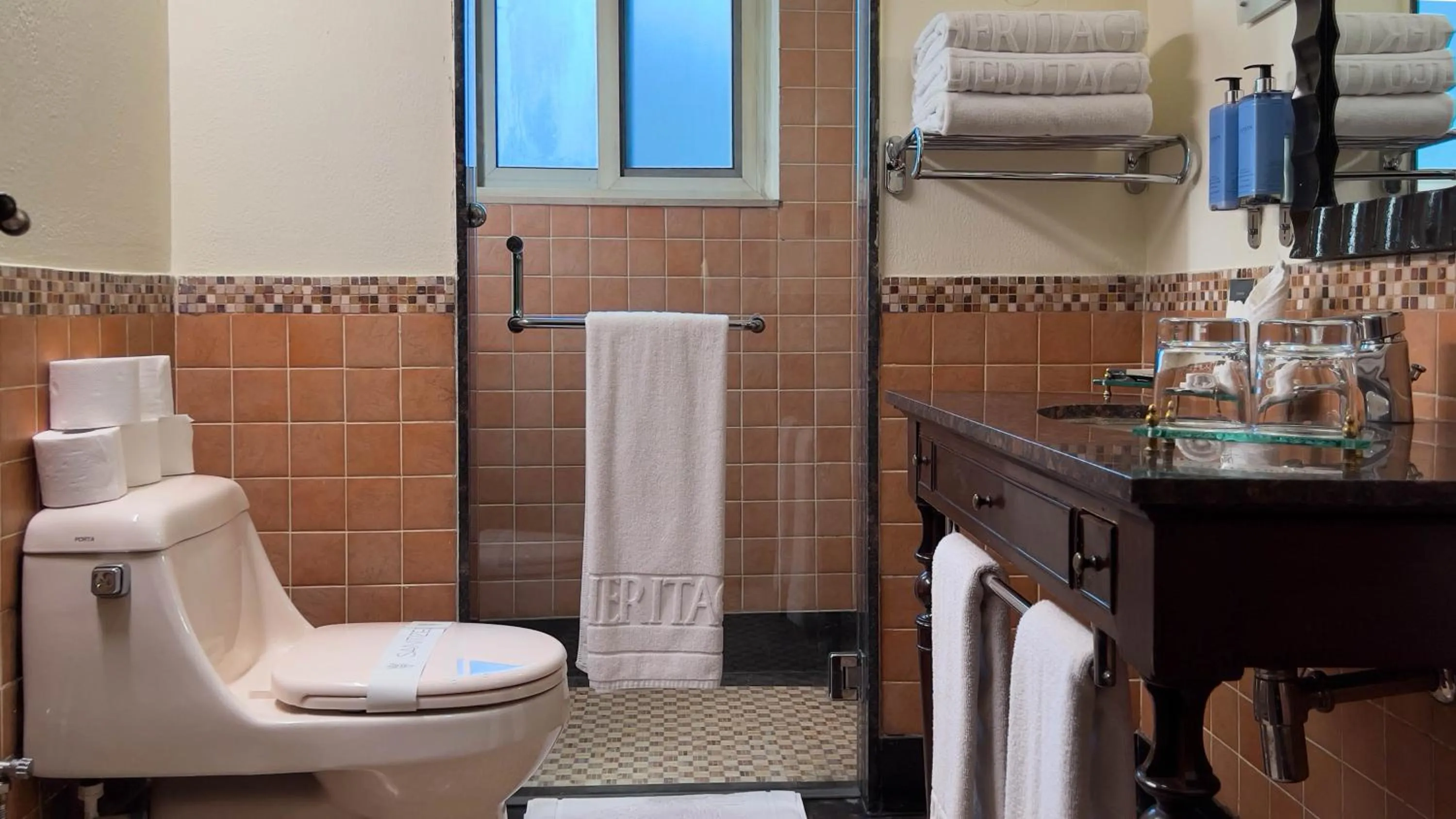 Shower in Heritage Luxury Suites All Suite Hotel