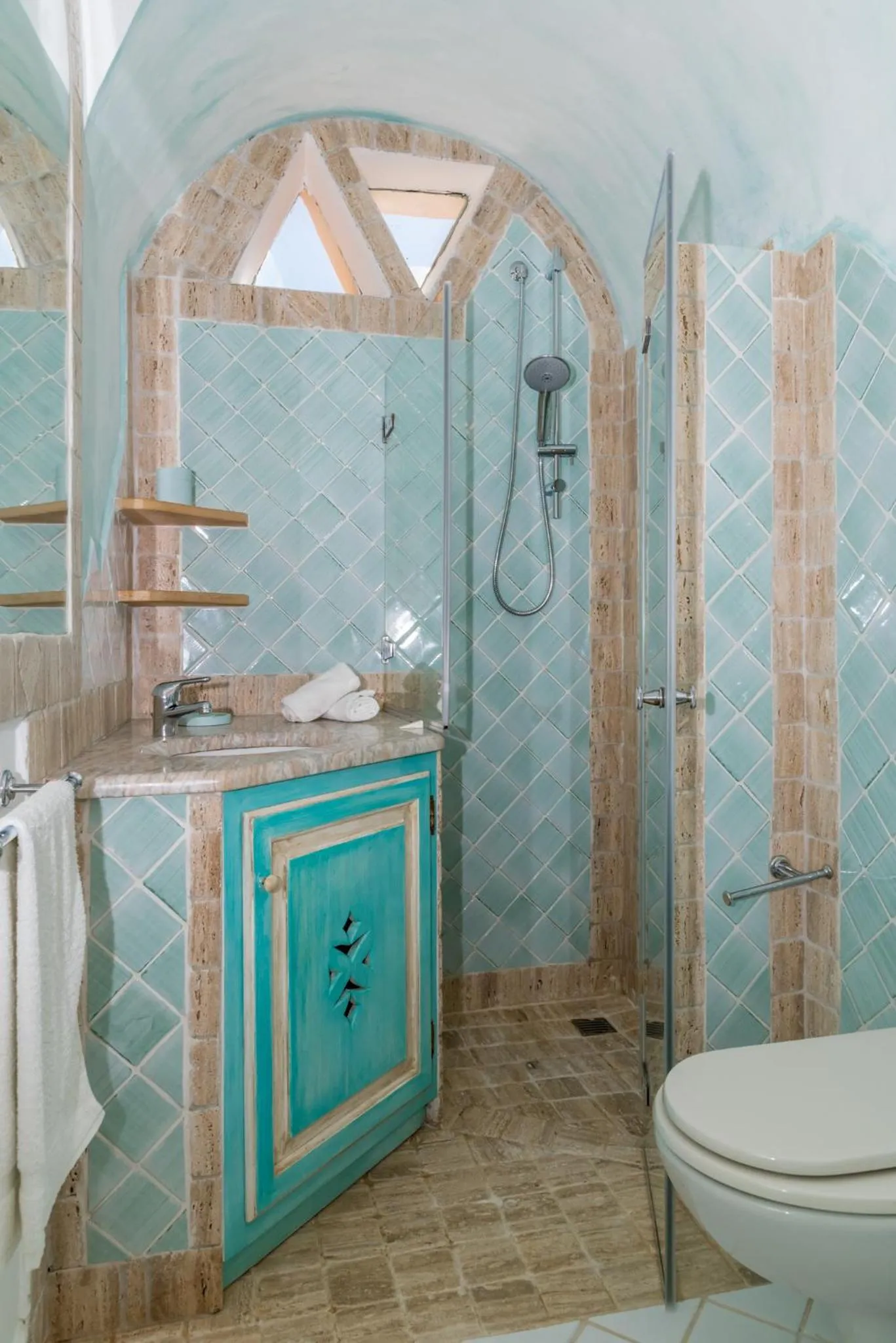 Shower in blue sea villa
