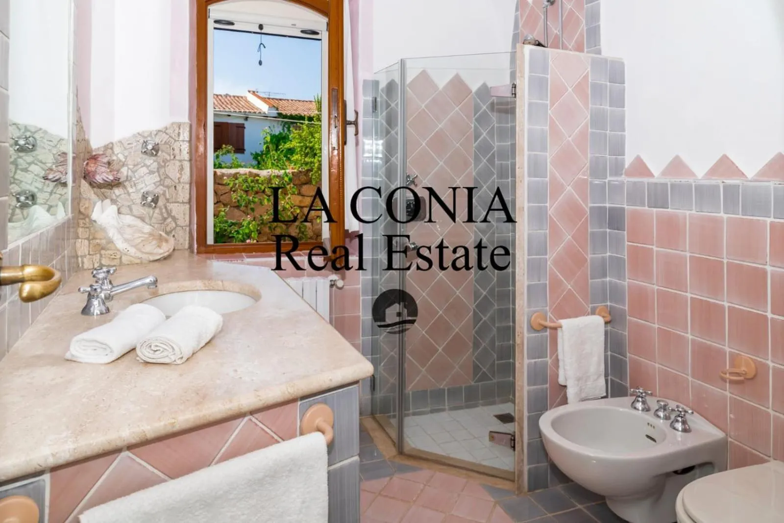 Shower in blue sea villa