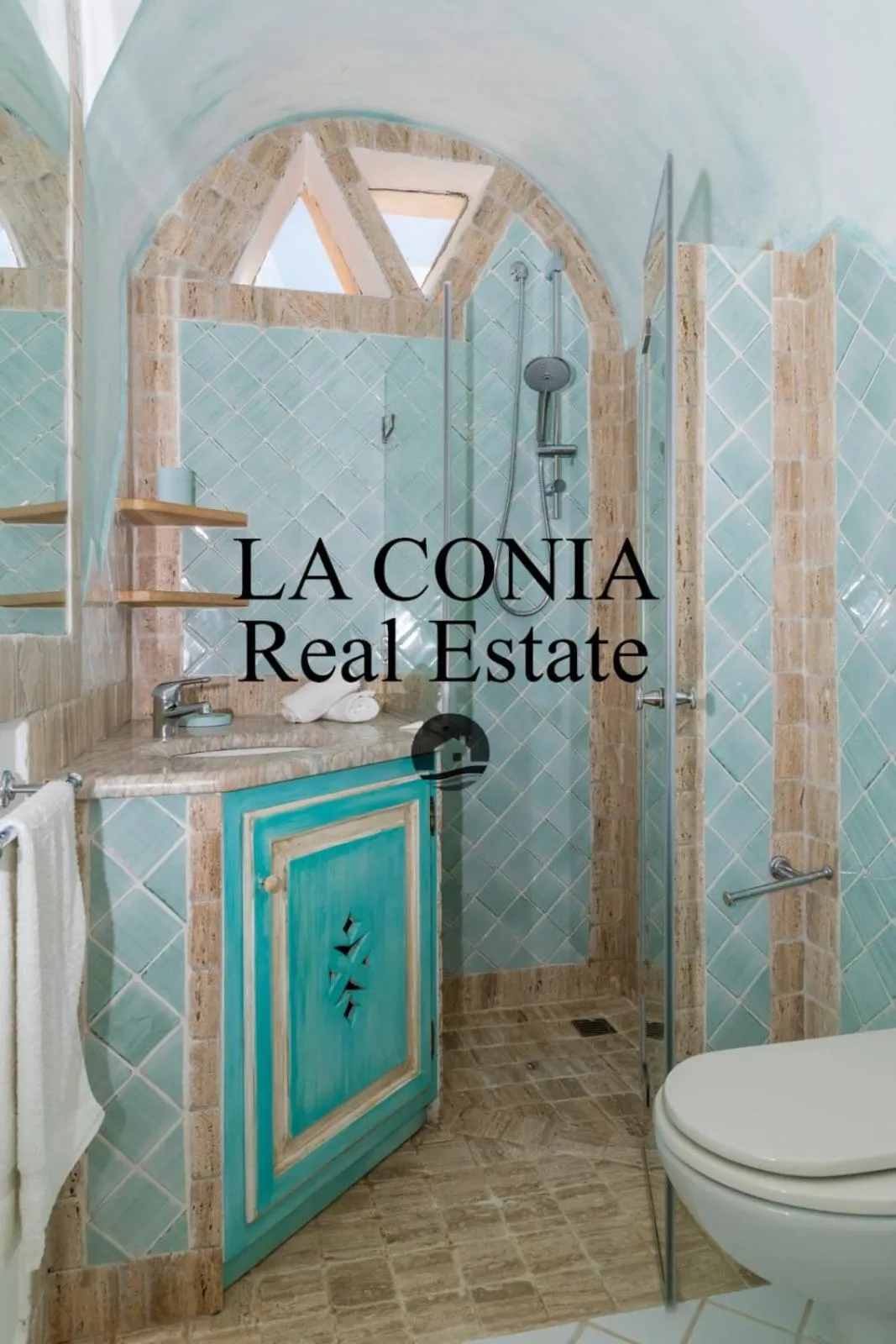 Shower in blue sea villa