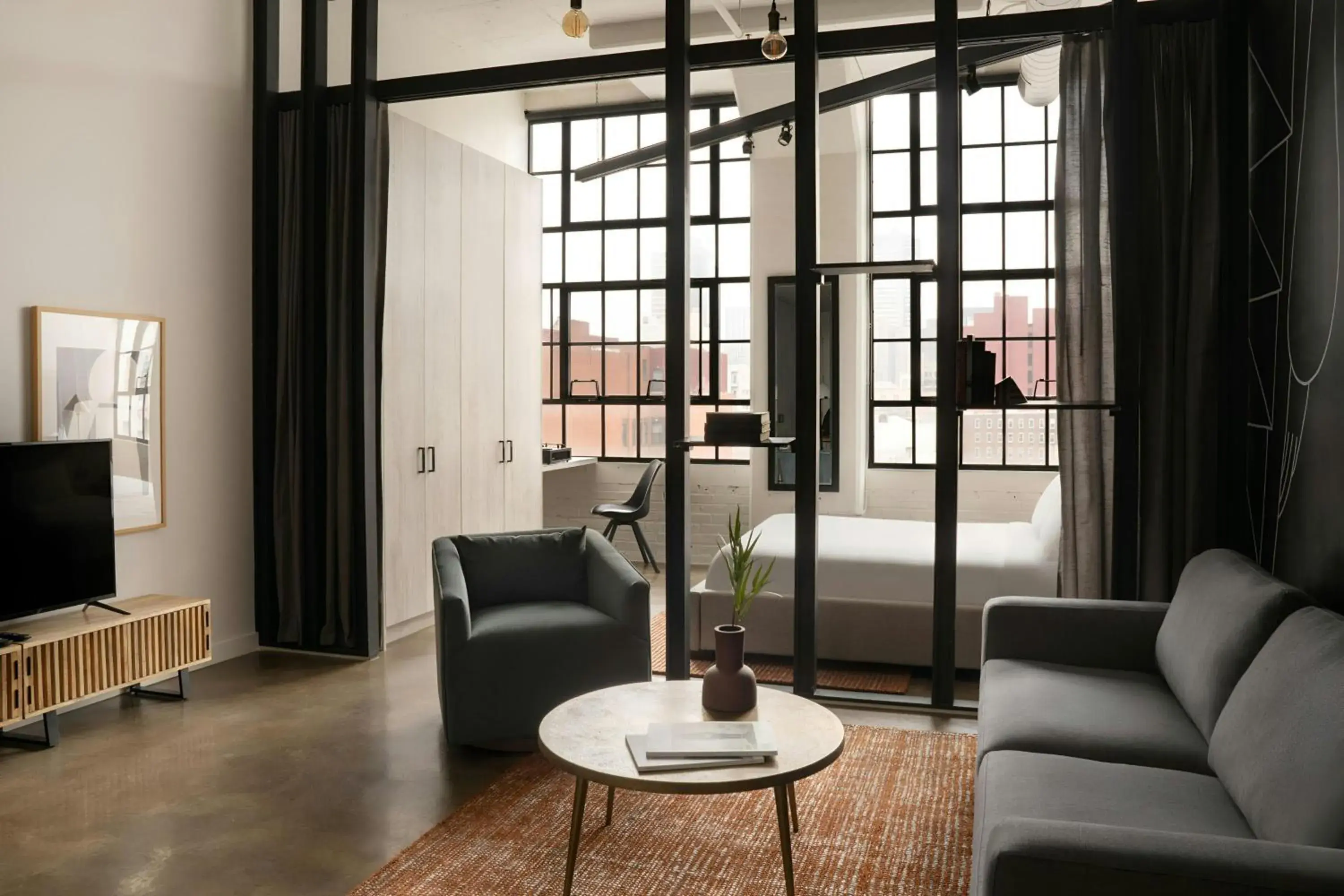 One-Bedroom Apartment with Queen and Sofa Bed and Mural View in The Heid Lofts by Reside, a Wyndham Residence One-Bedroom Apartment with Queen and Sofa Bed and Mural View in The Heid Lofts by Reside, a Wyndham Residence