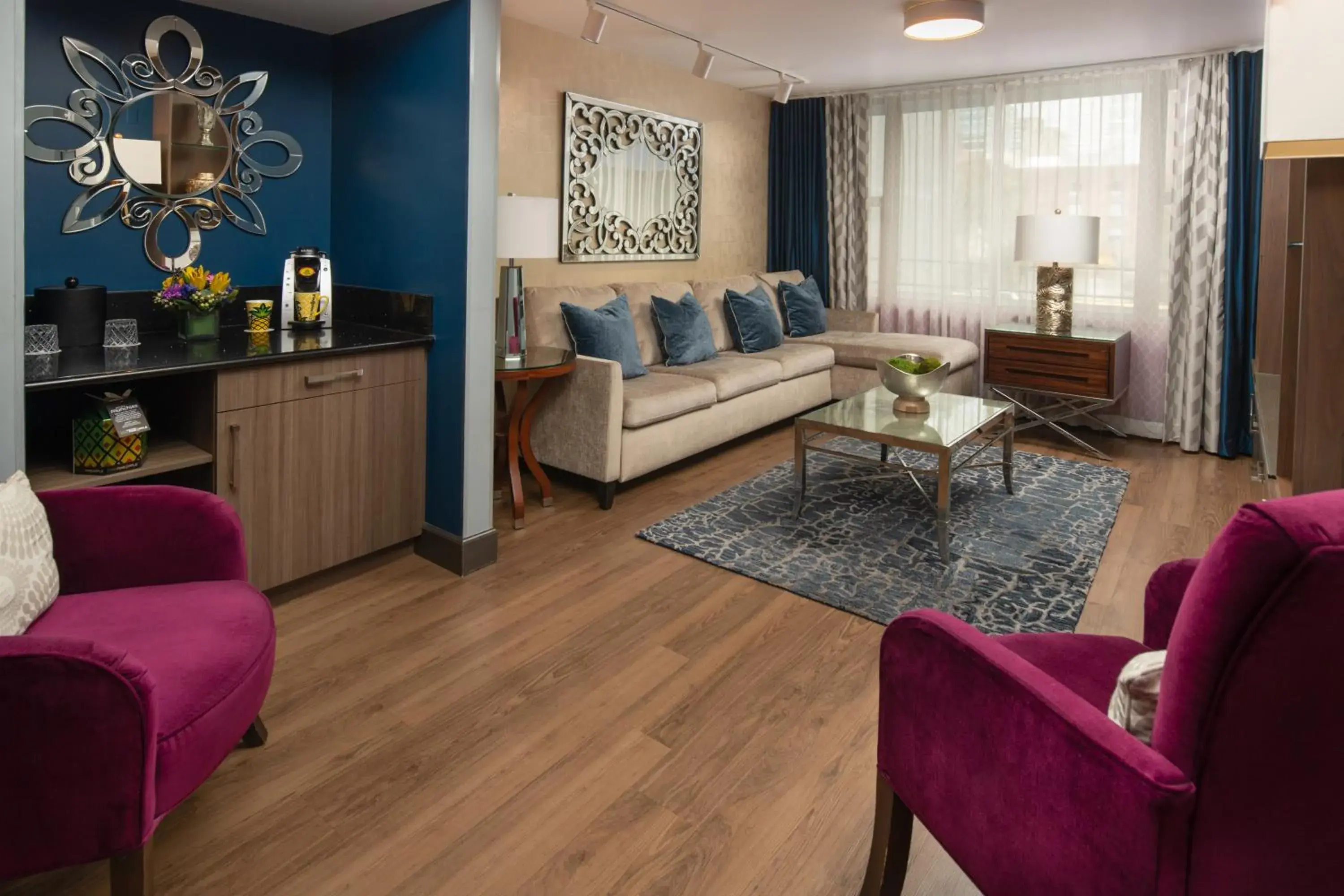 Suite of Roses Mobility Accessible w/Roll-in Shower in Staypineapple, Hotel Rose, Downtown Portland Suite of Roses Mobility Accessible w/Roll-in Shower in Staypineapple, Hotel Rose, Downtown Portland