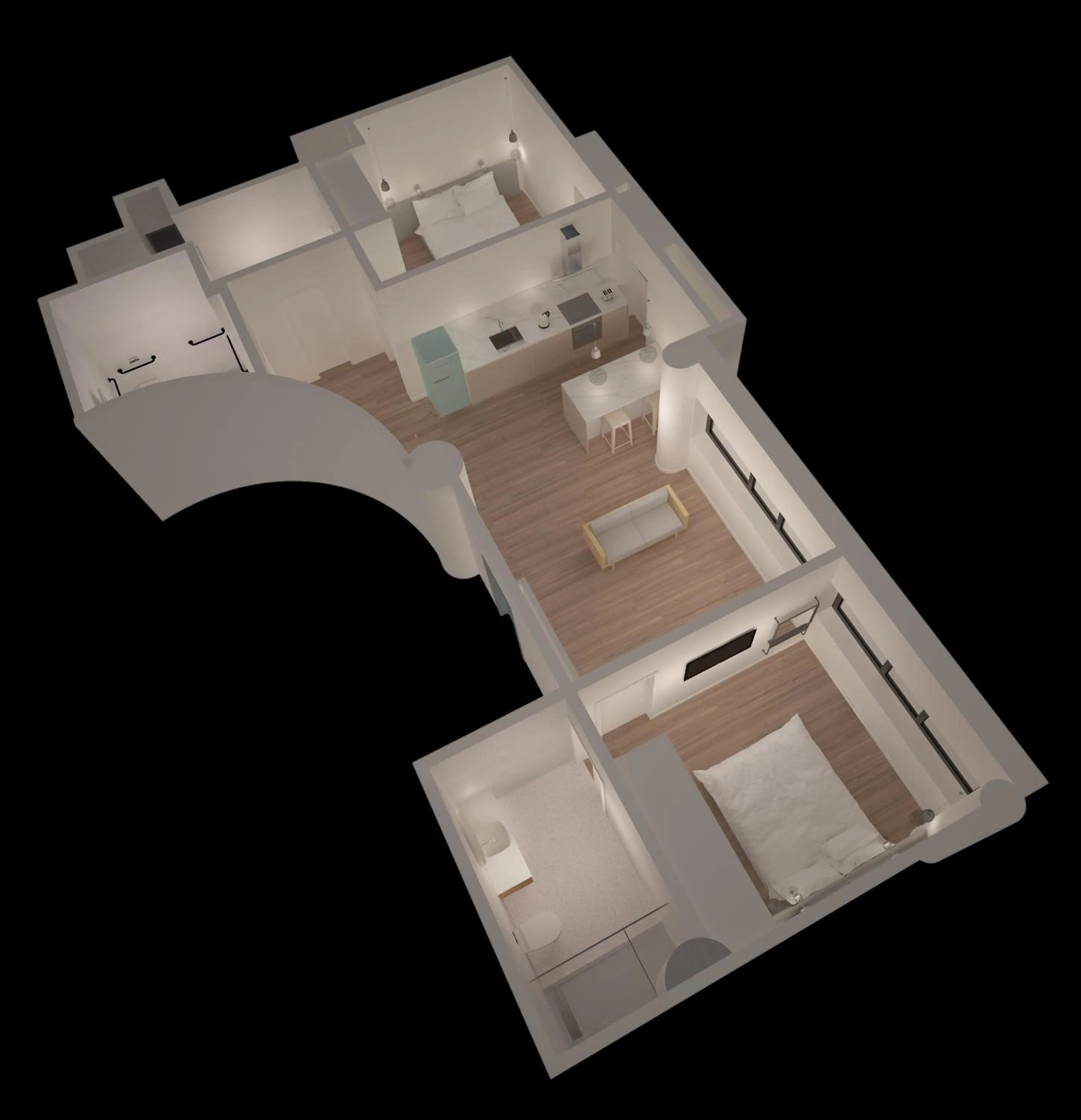Floor plan in Three House Hotel