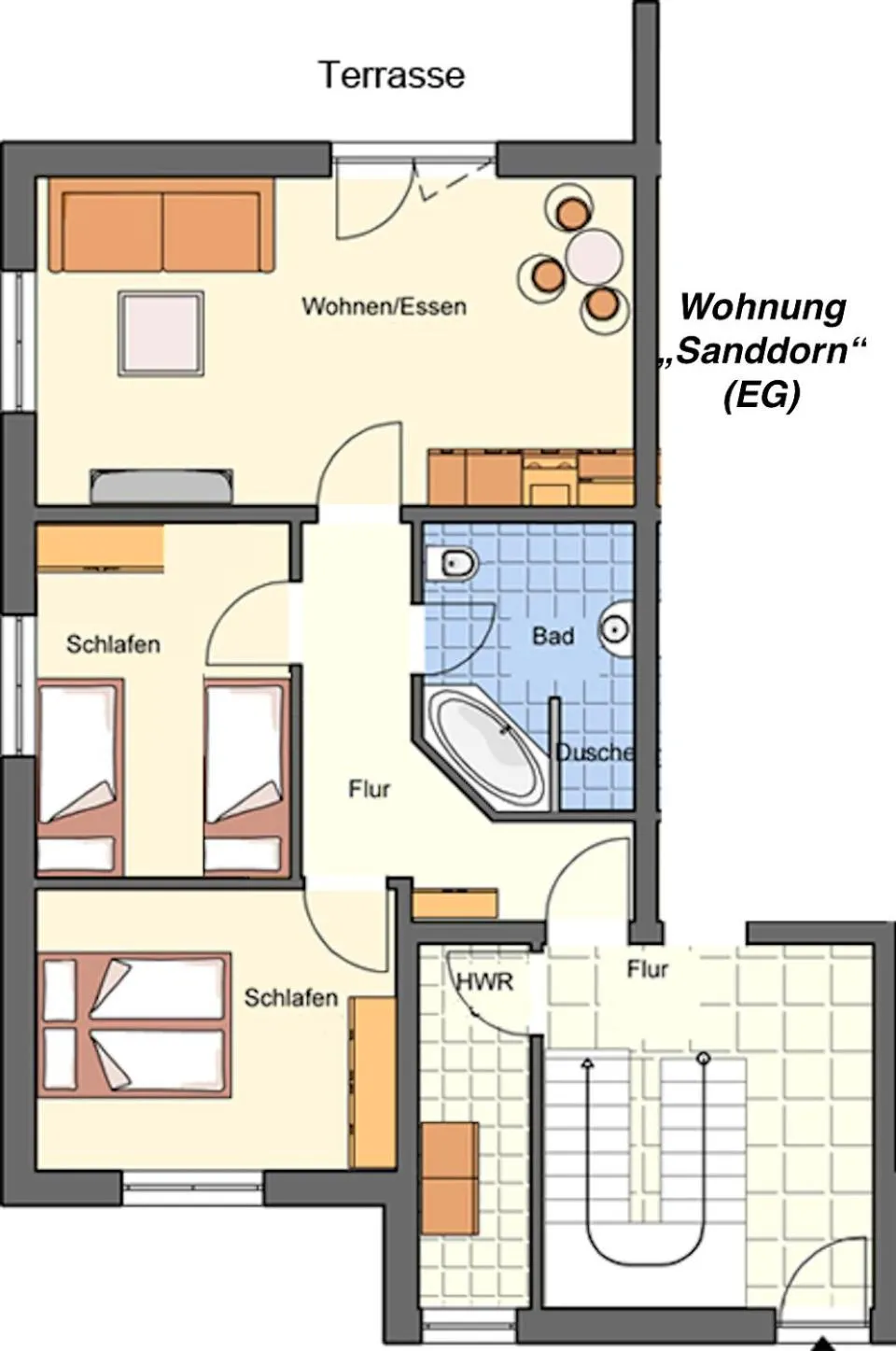 Floor plan in Dünenkieker Ferienwohnung