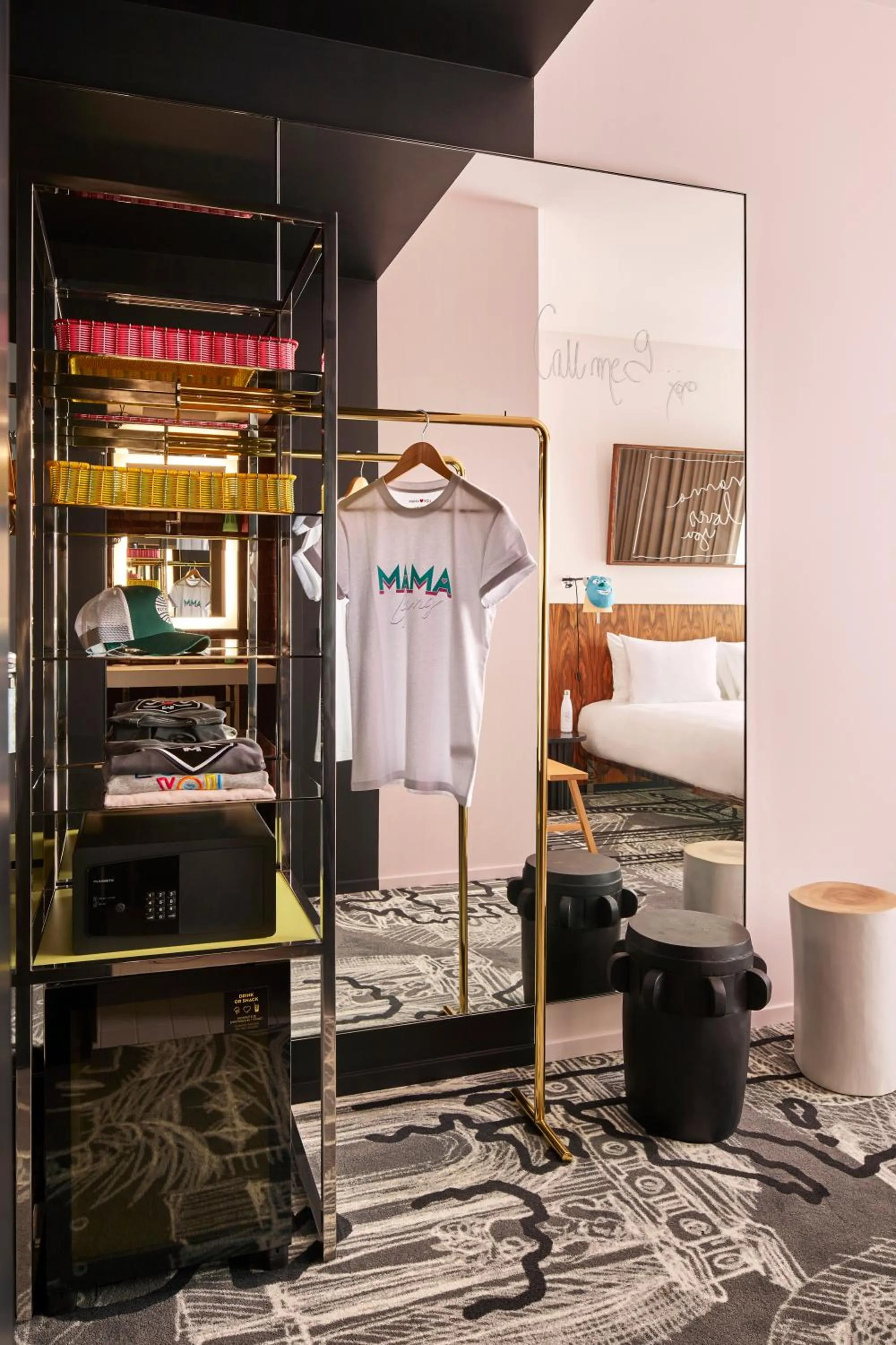 Decorative detail, Bed in Mama Shelter Luxembourg