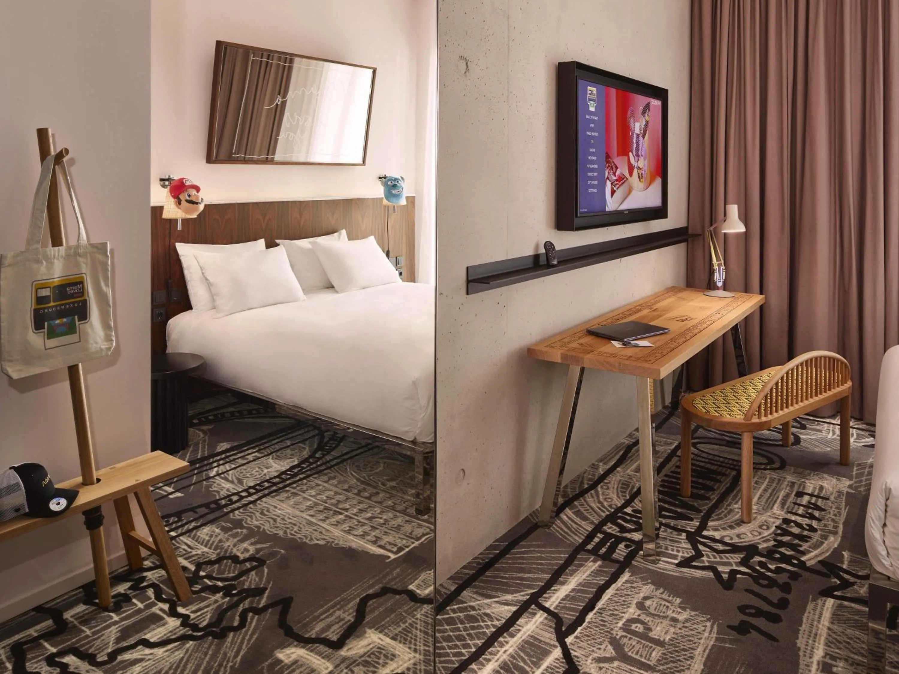 Bedroom, Bed in Mama Shelter Luxembourg