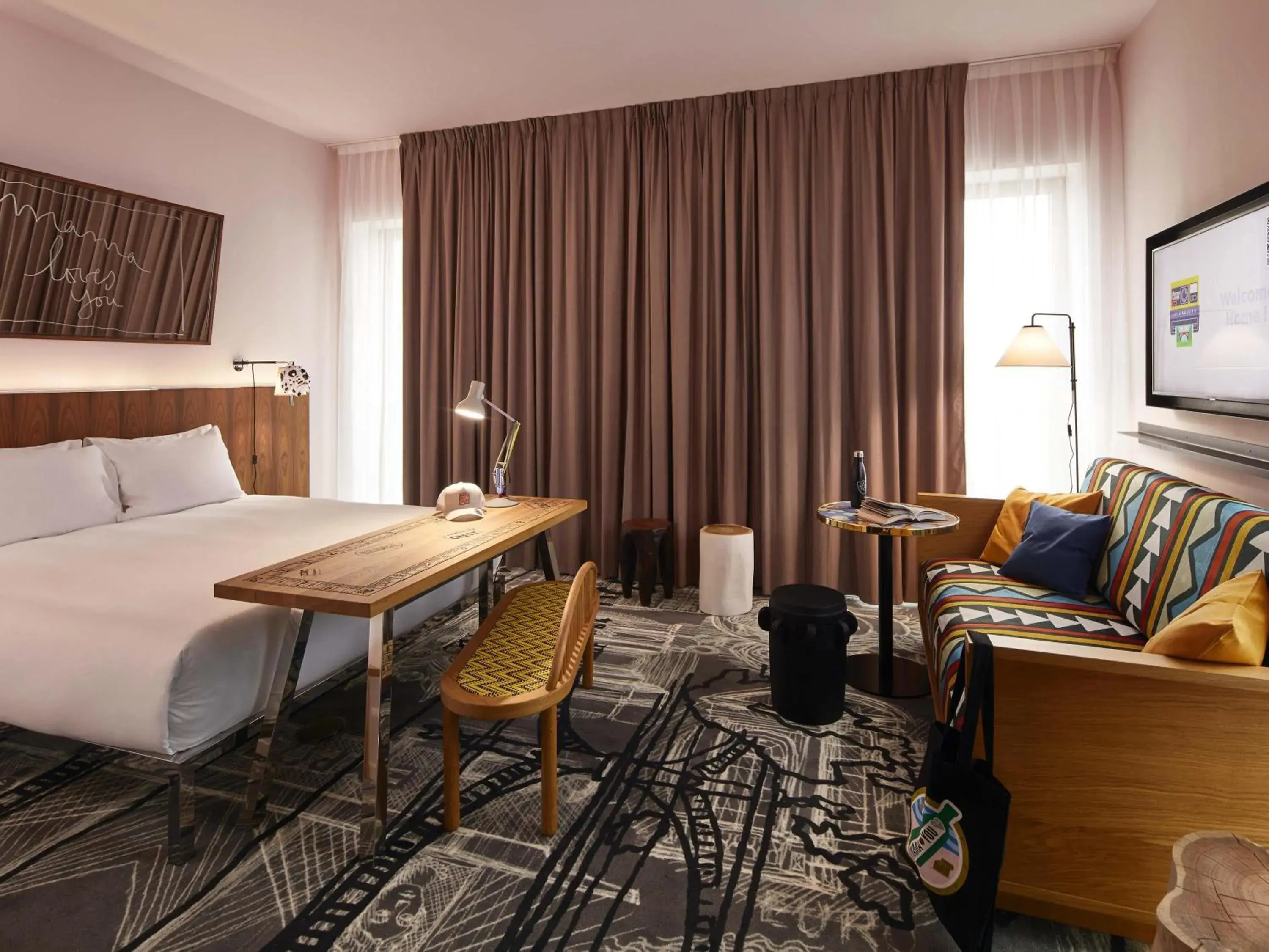 Bedroom, Bed in Mama Shelter Luxembourg Bedroom, Bed in Mama Shelter Luxembourg