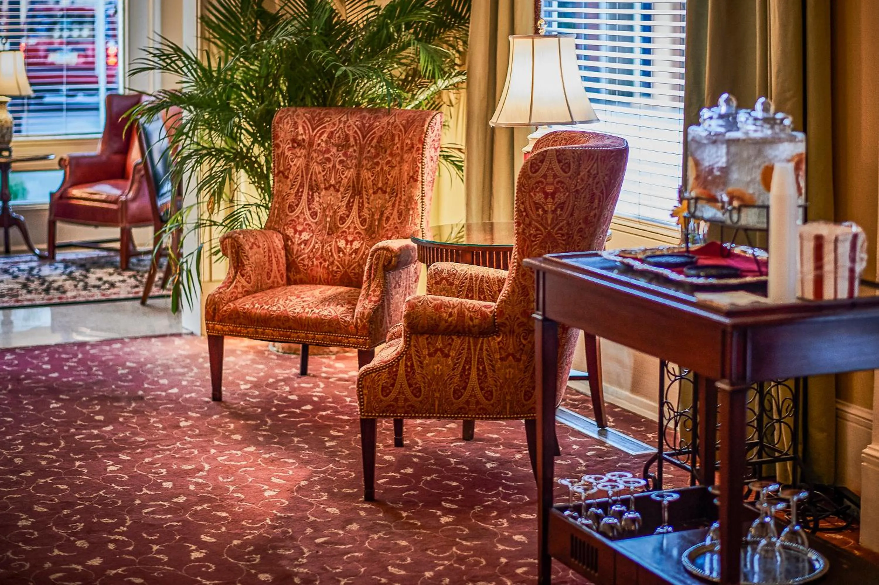 Seating area in Planters Inn on Reynolds Square