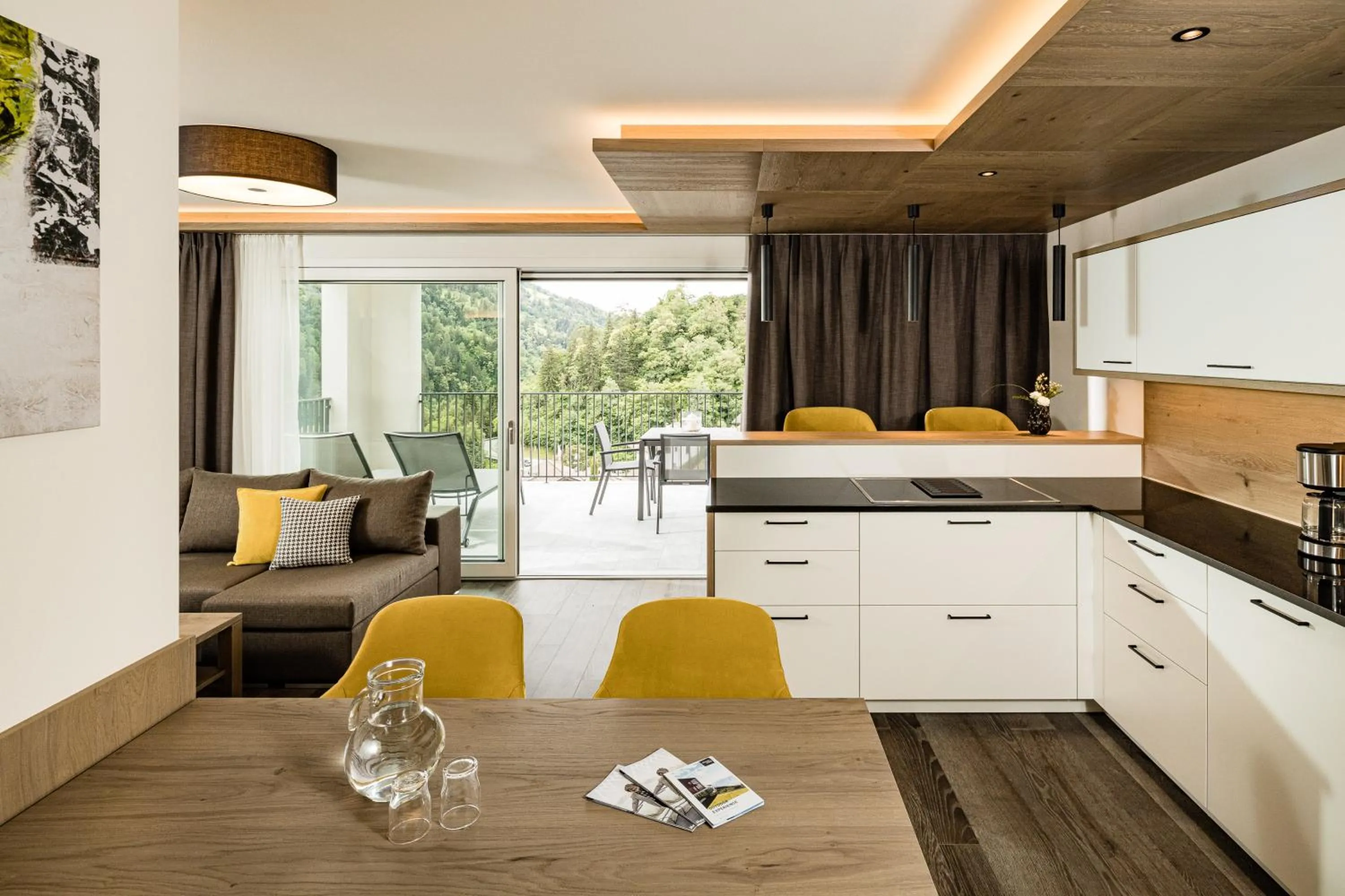 Communal kitchen in Panorama Residence Saltauserhof Resort