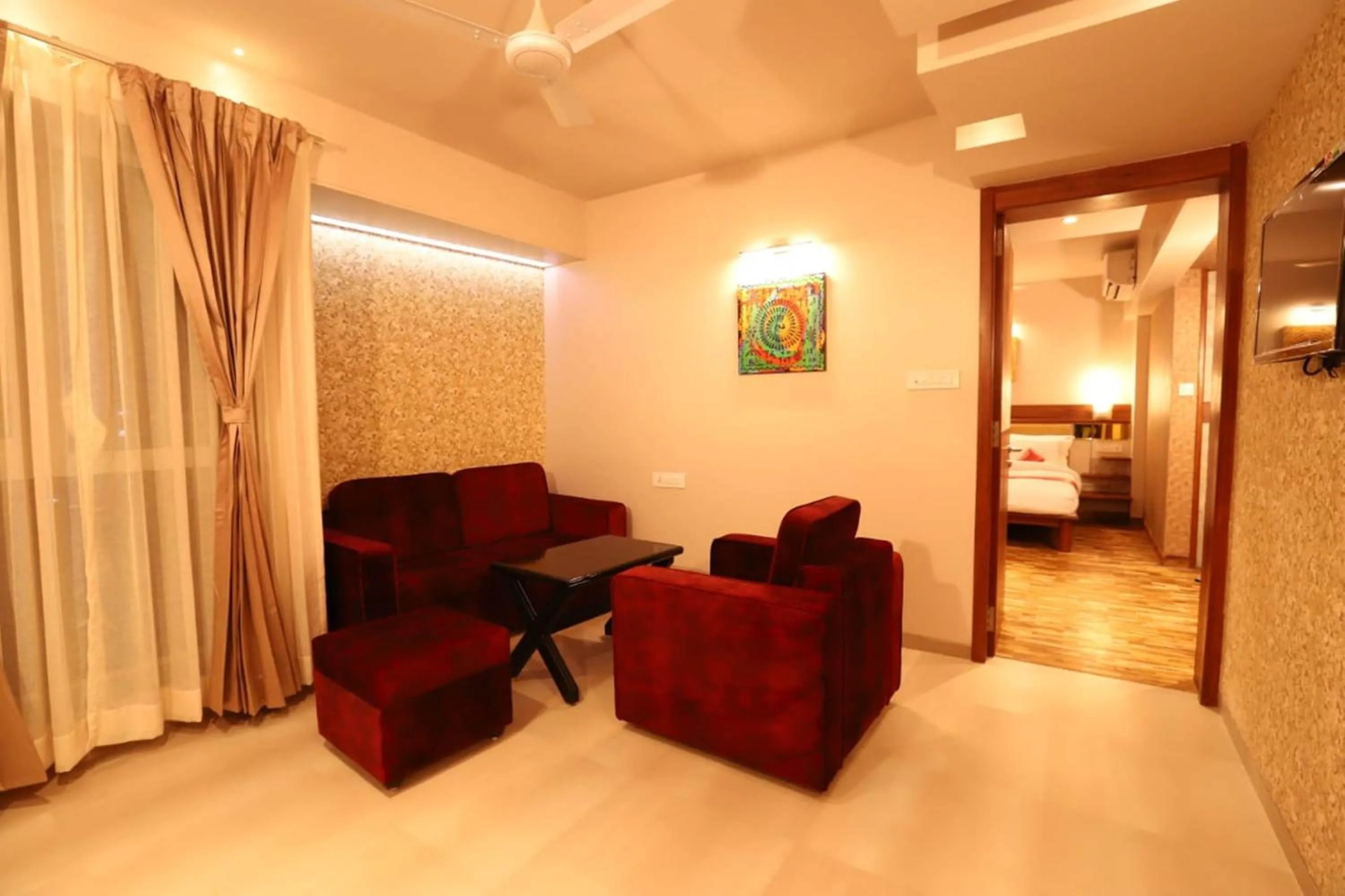 Seating area in Hotel Prabha Palace