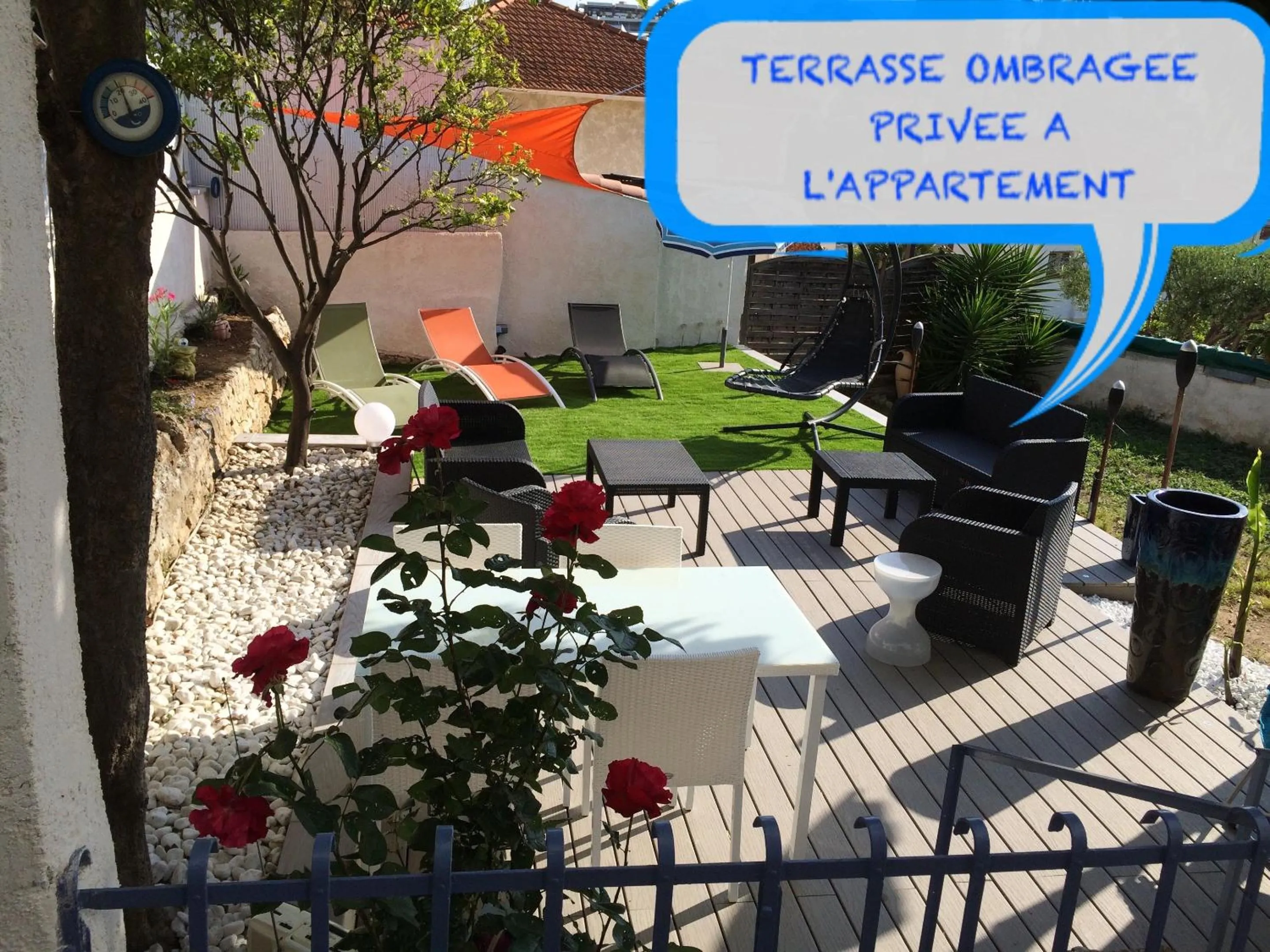 Balcony/Terrace in Appartement moderne à Antibes avec jardin et terrasse