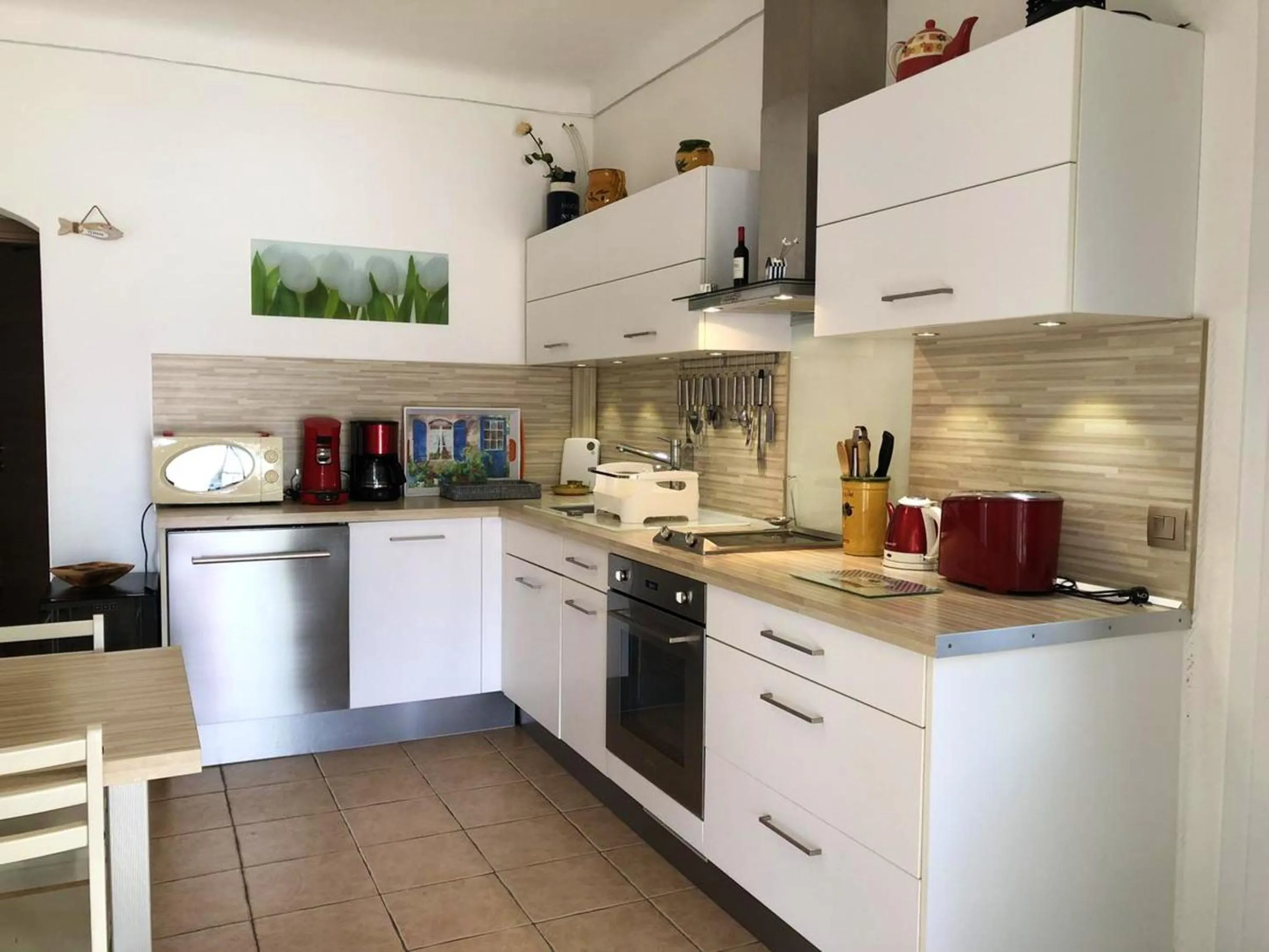 Kitchen or kitchenette in Appartement moderne à Antibes avec jardin et terrasse