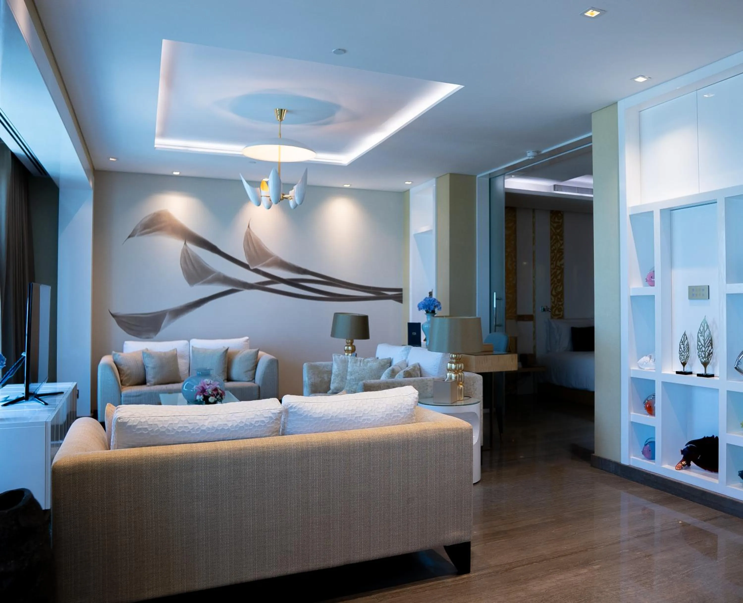 Living room, Bed in The Domain Bahrain Hotel and Spa - Adults Friendly 16 Years Plus