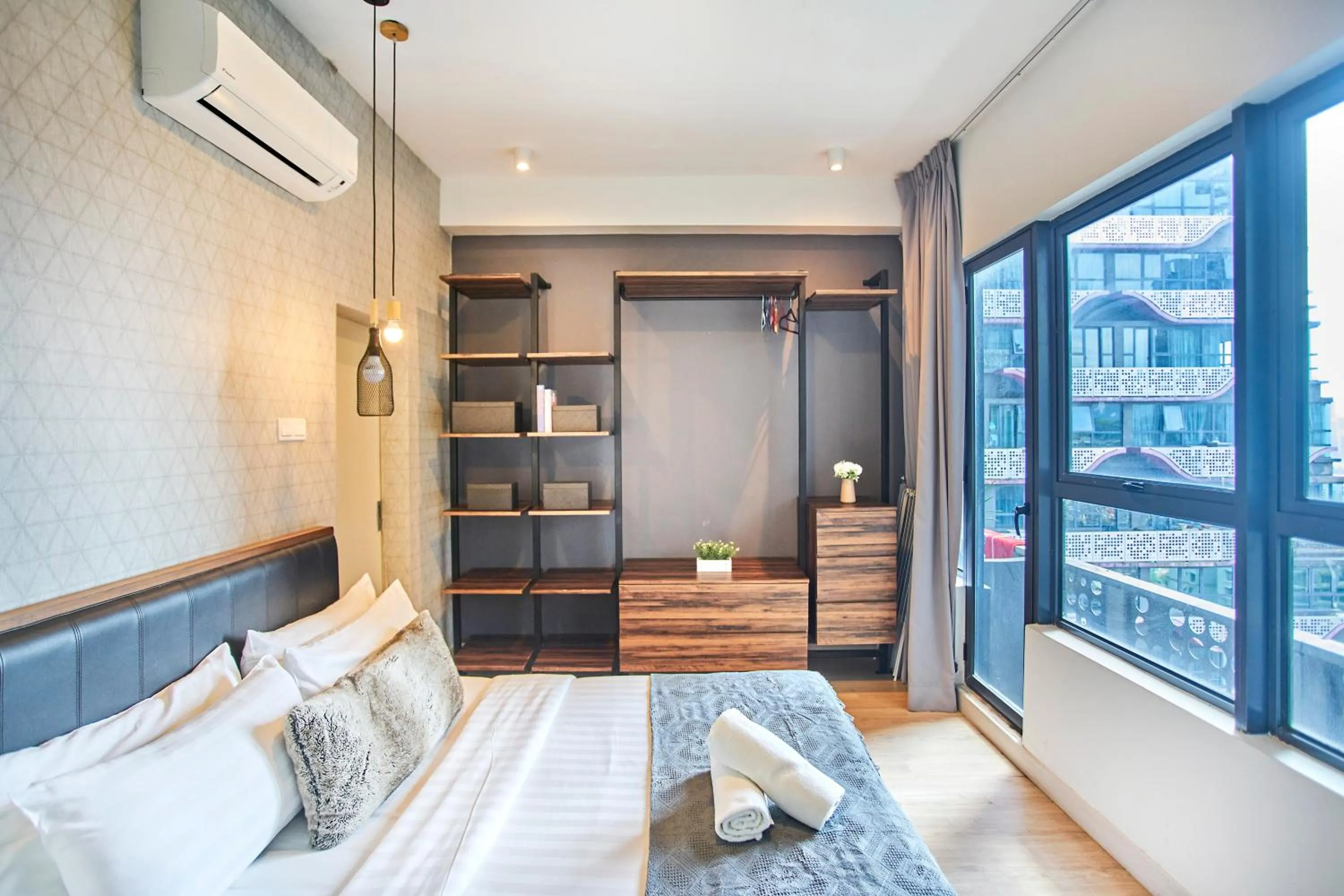 Bedroom, Bed in Arte Plus KLCC Designer Suites by Cobnb