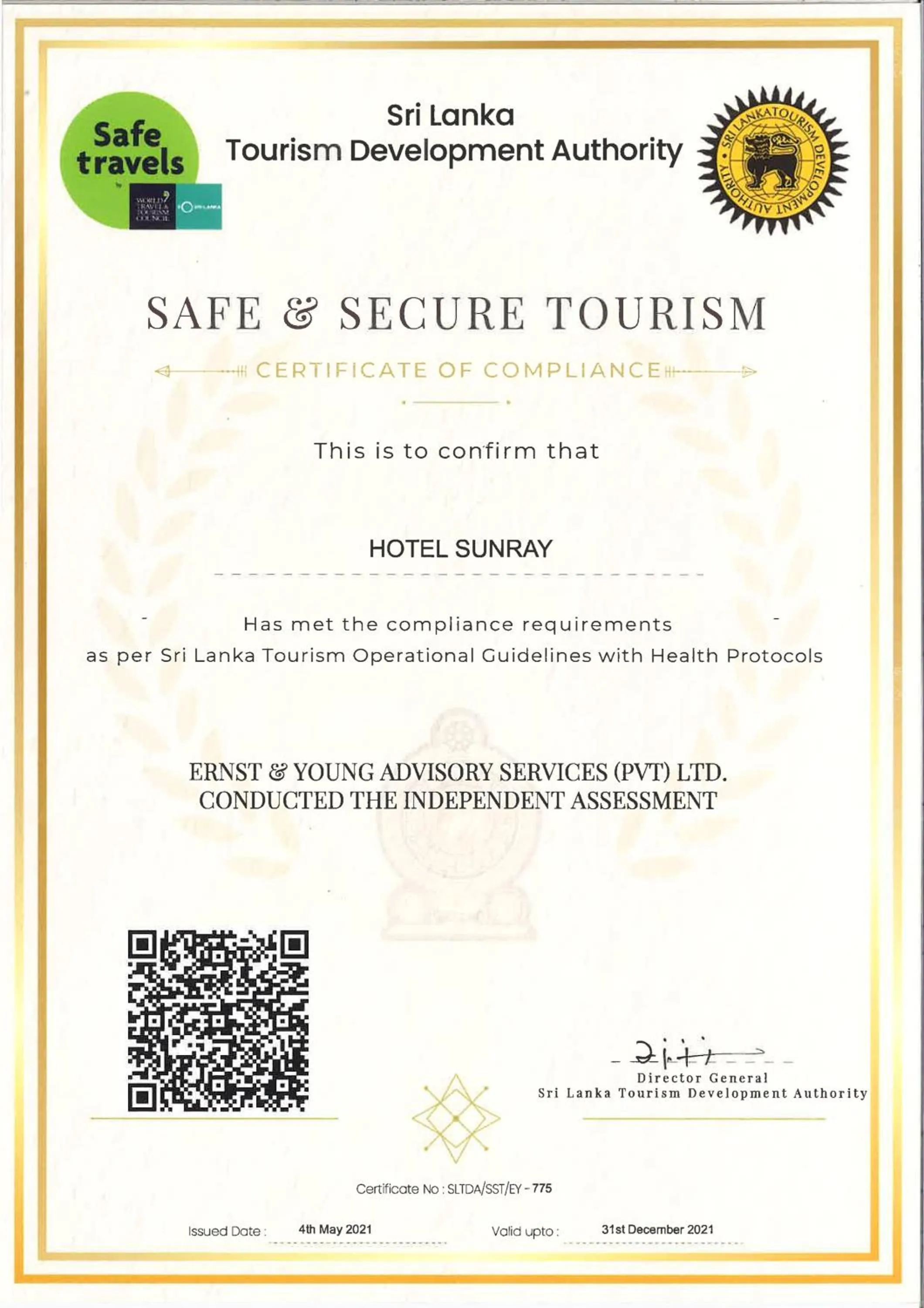 Certificate/Award in Hotel Sunray