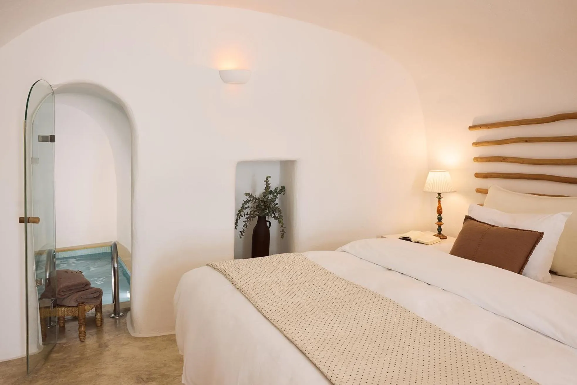 Swimming pool, Bed in Iconic Santorini, a Boutique Cave Hotel by Sandglass