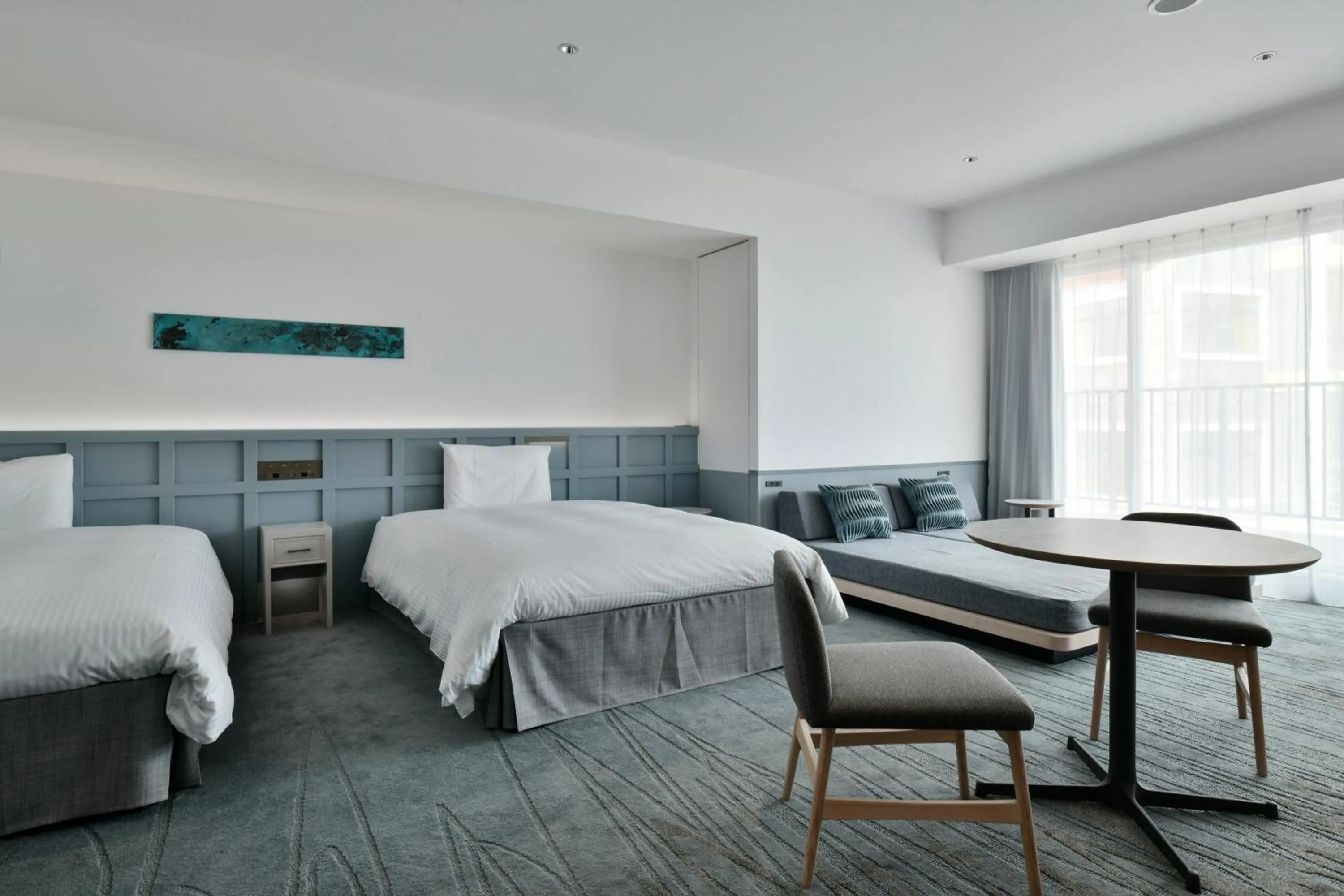 View (from property/room), Bed in Lequ Okinawa Chatan Spa ＆ Resort