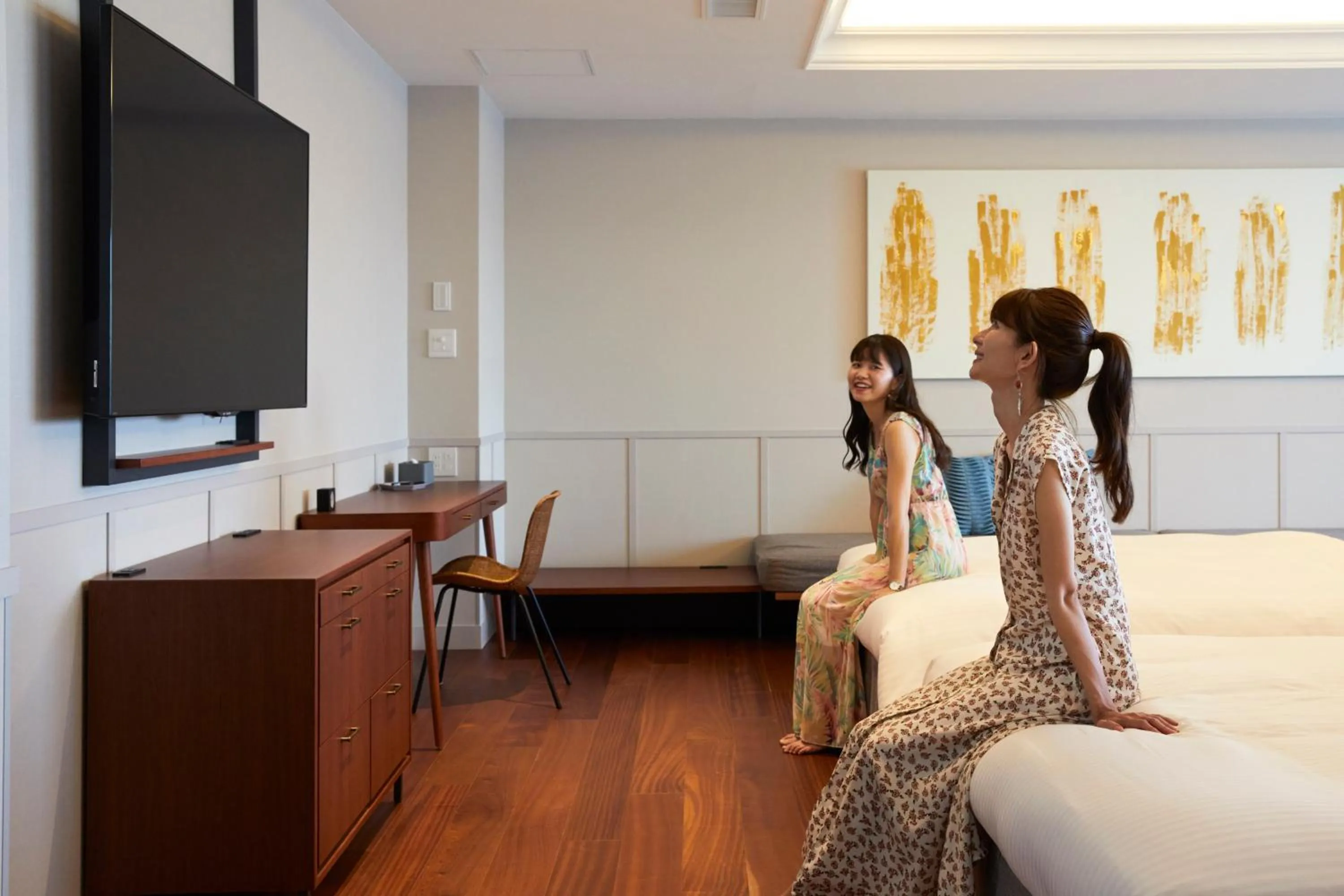 TV and multimedia, Bed in Lequ Okinawa Chatan Spa ＆ Resort
