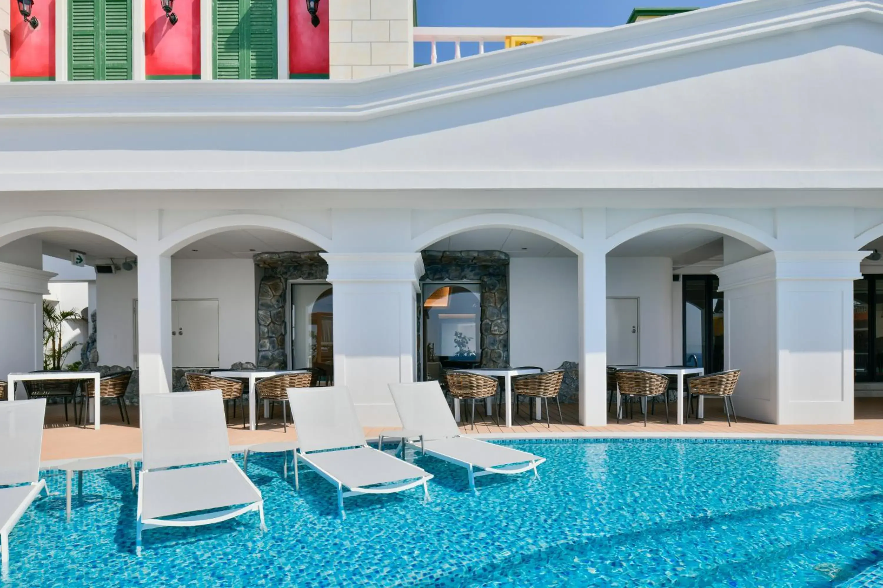 Pool view in Lequ Okinawa Chatan Spa & Resort Pool view in Lequ Okinawa Chatan Spa & Resort