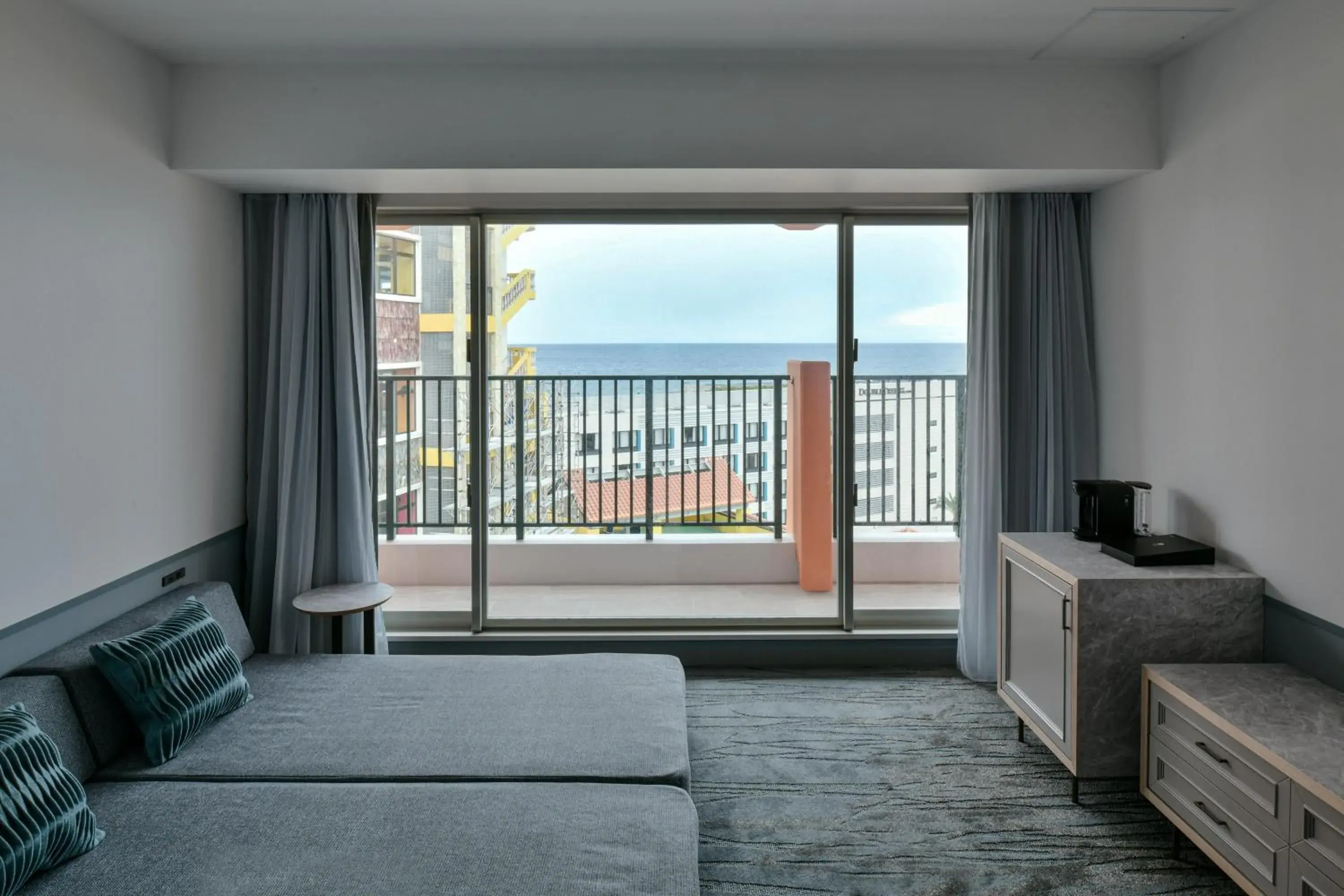 View (from property/room), Bed in Lequ Okinawa Chatan Spa & Resort View (from property/room), Bed in Lequ Okinawa Chatan Spa & Resort